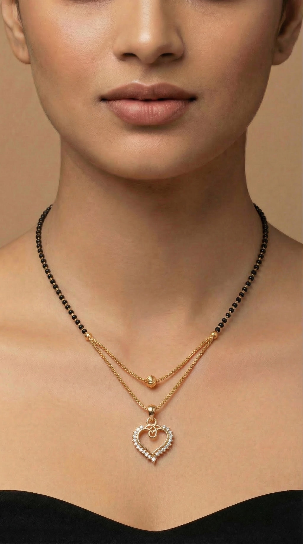 Sparkling Heart Charm Mangalsutra