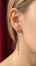Elegant Sunflower Crystal Tassel Earrings