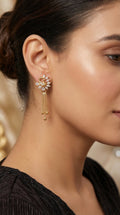 Luxury Crystal Floral Tassel Earrings
