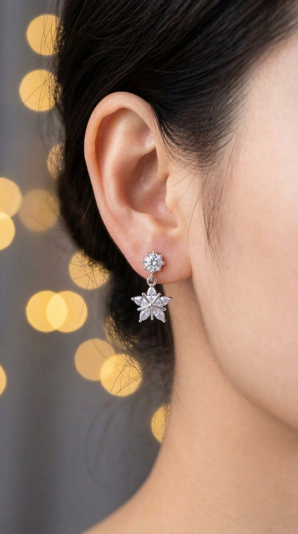 Elegant Star Floral Drop Earrings