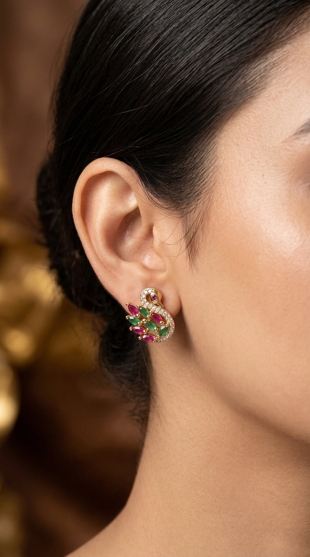 Elegant Peacock Stone Earrings