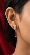 Elegant Leaf Crystal Tassel Earrings