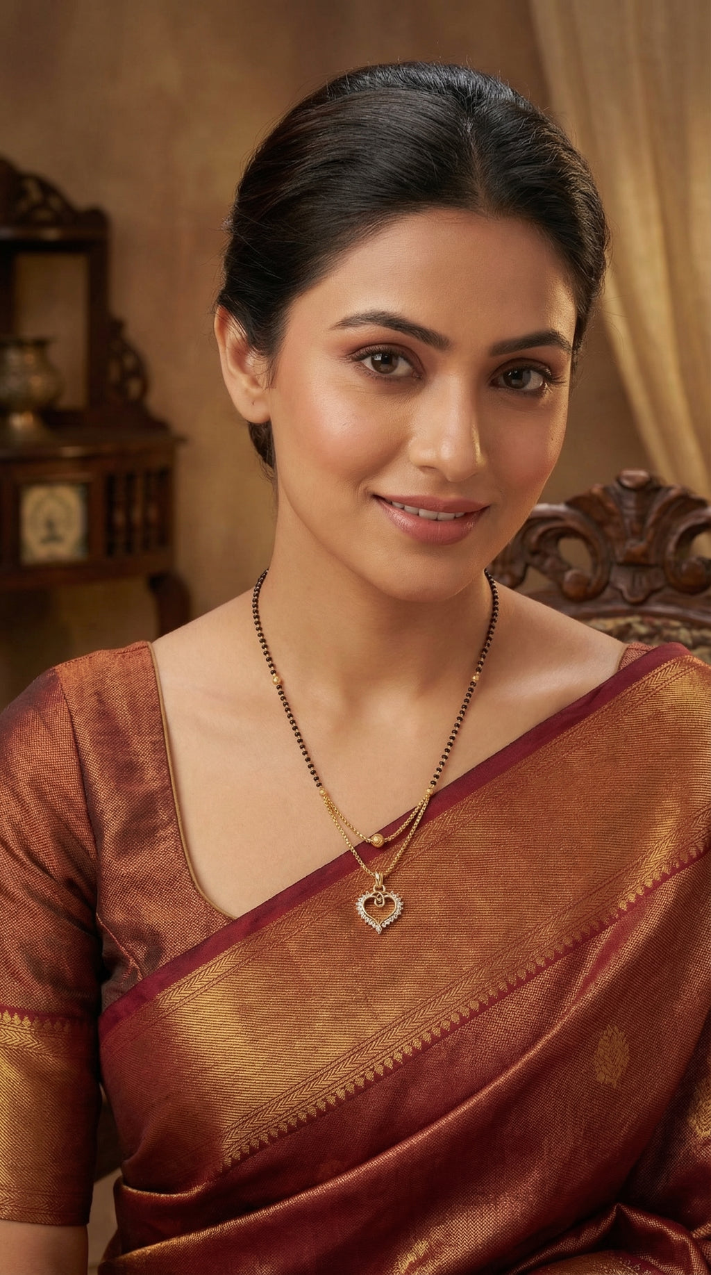 Sparkling Heart Charm Mangalsutra