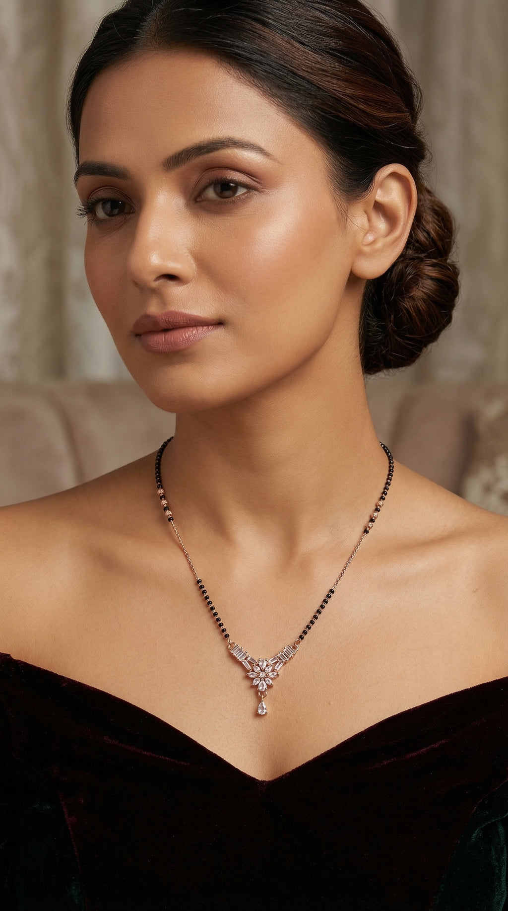 Elegant Floral Diamond Mangalsutra