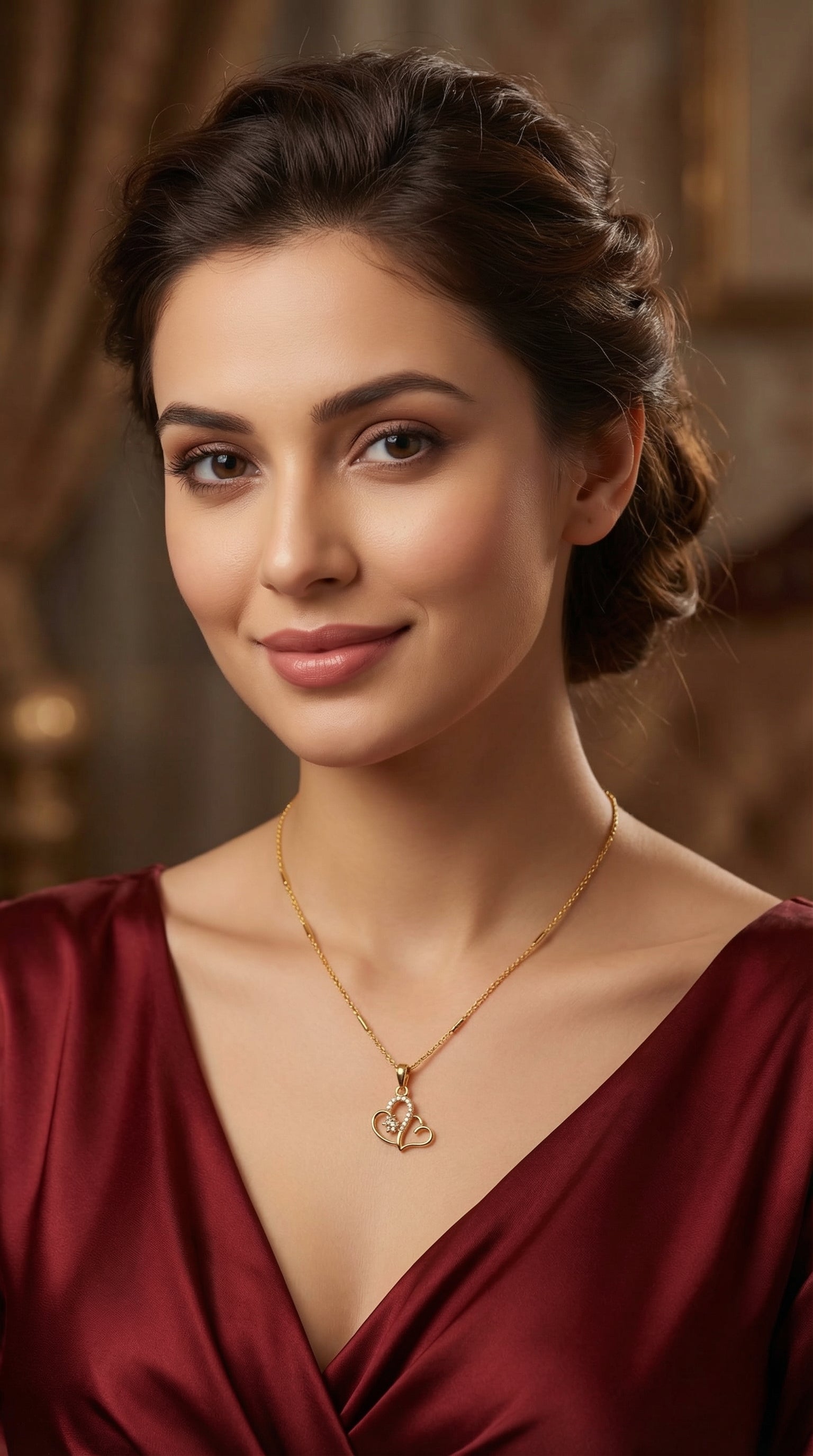 Twin Heart Sparkle Pendant Necklace