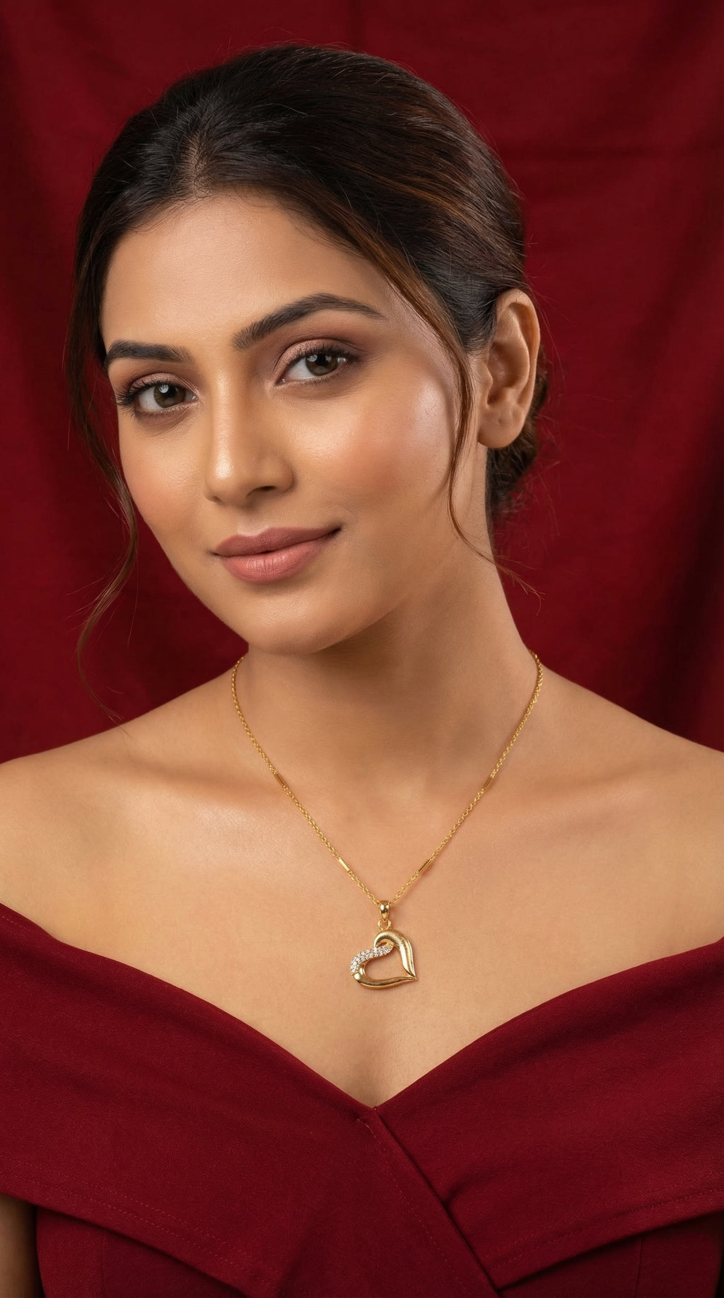 Elegant Sparkle Heart Pendant Necklace