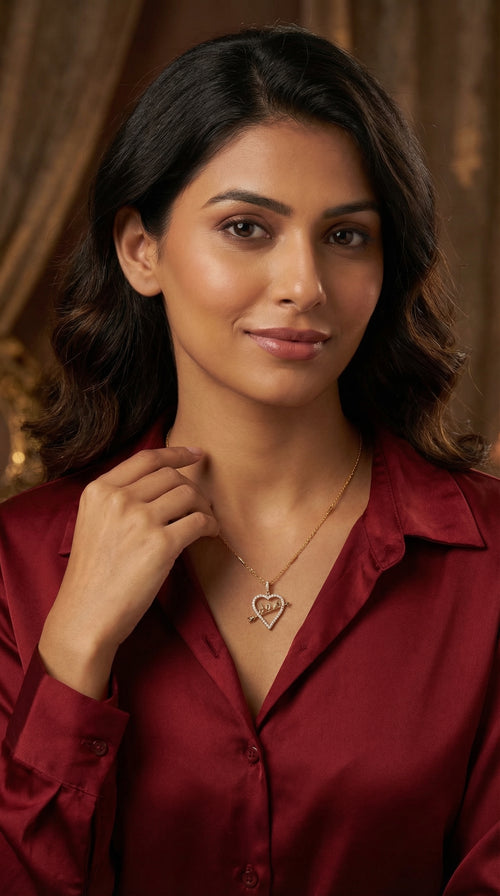 Cupid Love Sparkle Heart Necklace