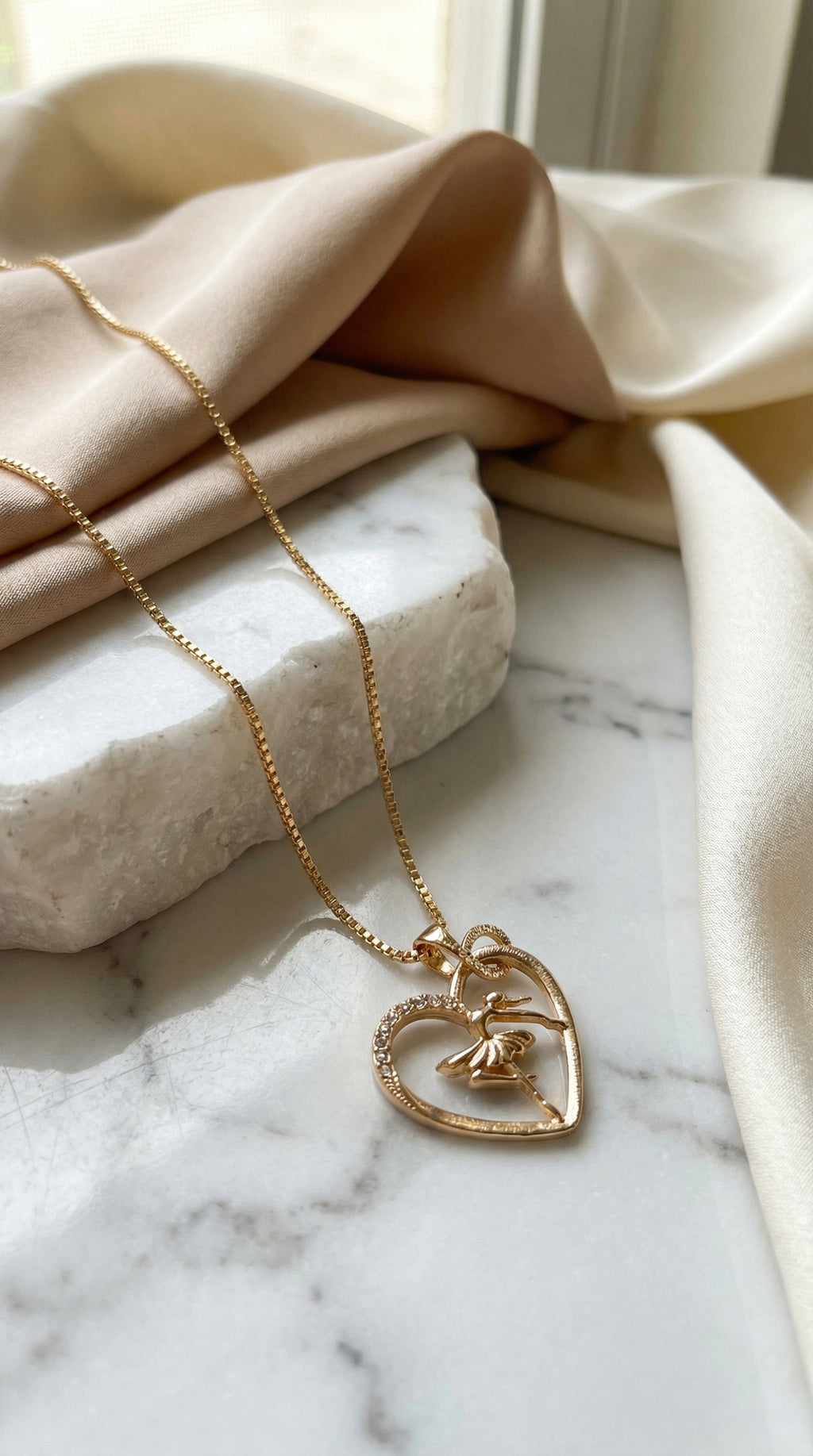 Elegant Butterfly Heart Pendant Necklace