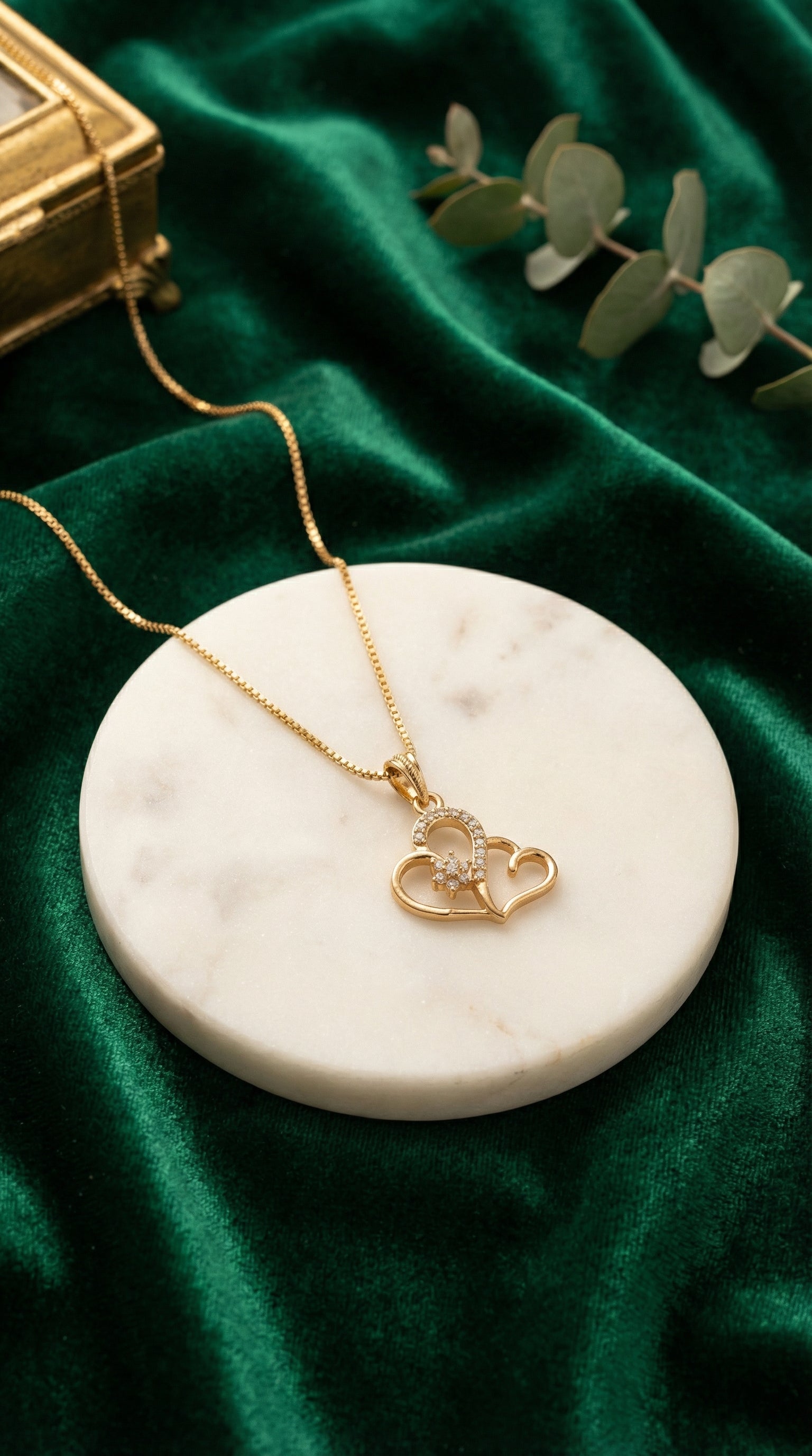 Graceful Triple Heart Charm Necklace