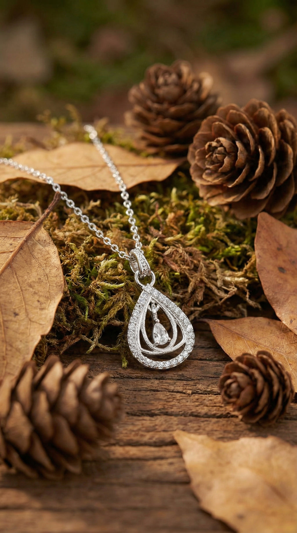Elegant Crystal Teardrop Pendant Necklace