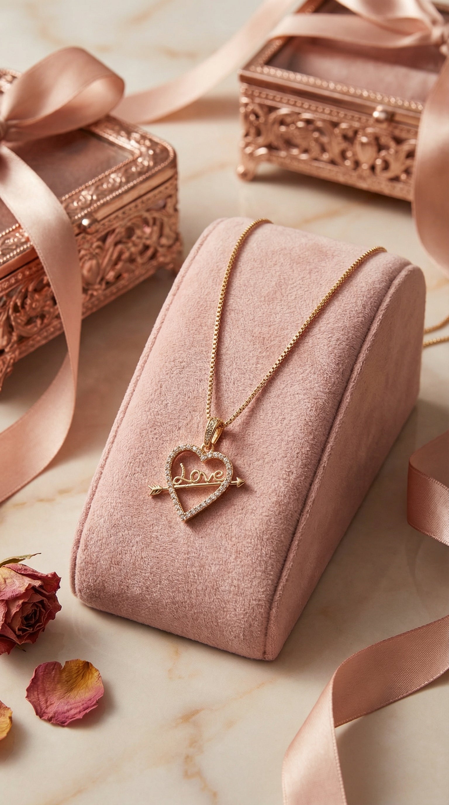 Elegant Love Arrow Heart Pendant Necklace