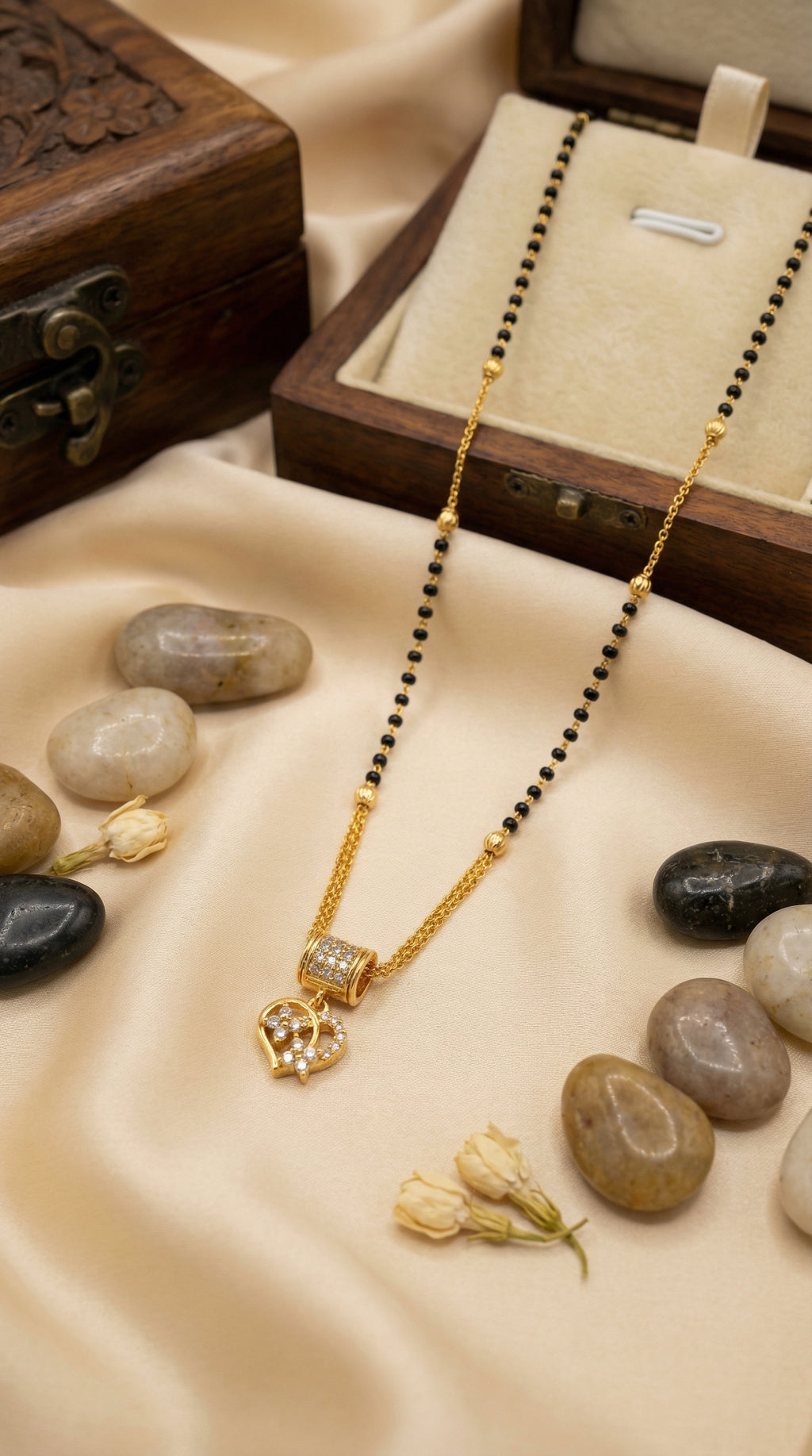 Classic Gold Crystal Heart Mangalsutra