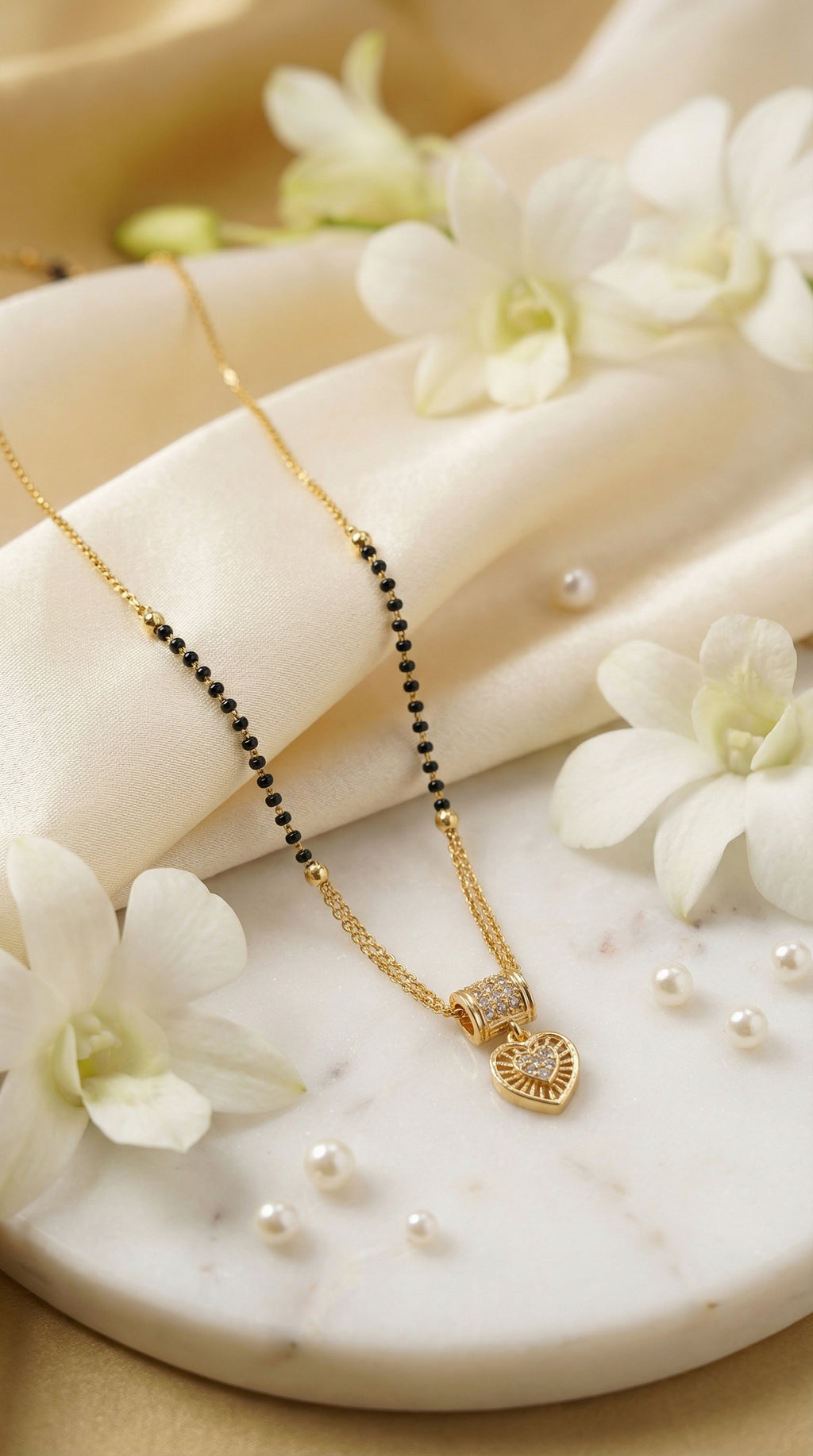 Crystal Heart Mangalsutra