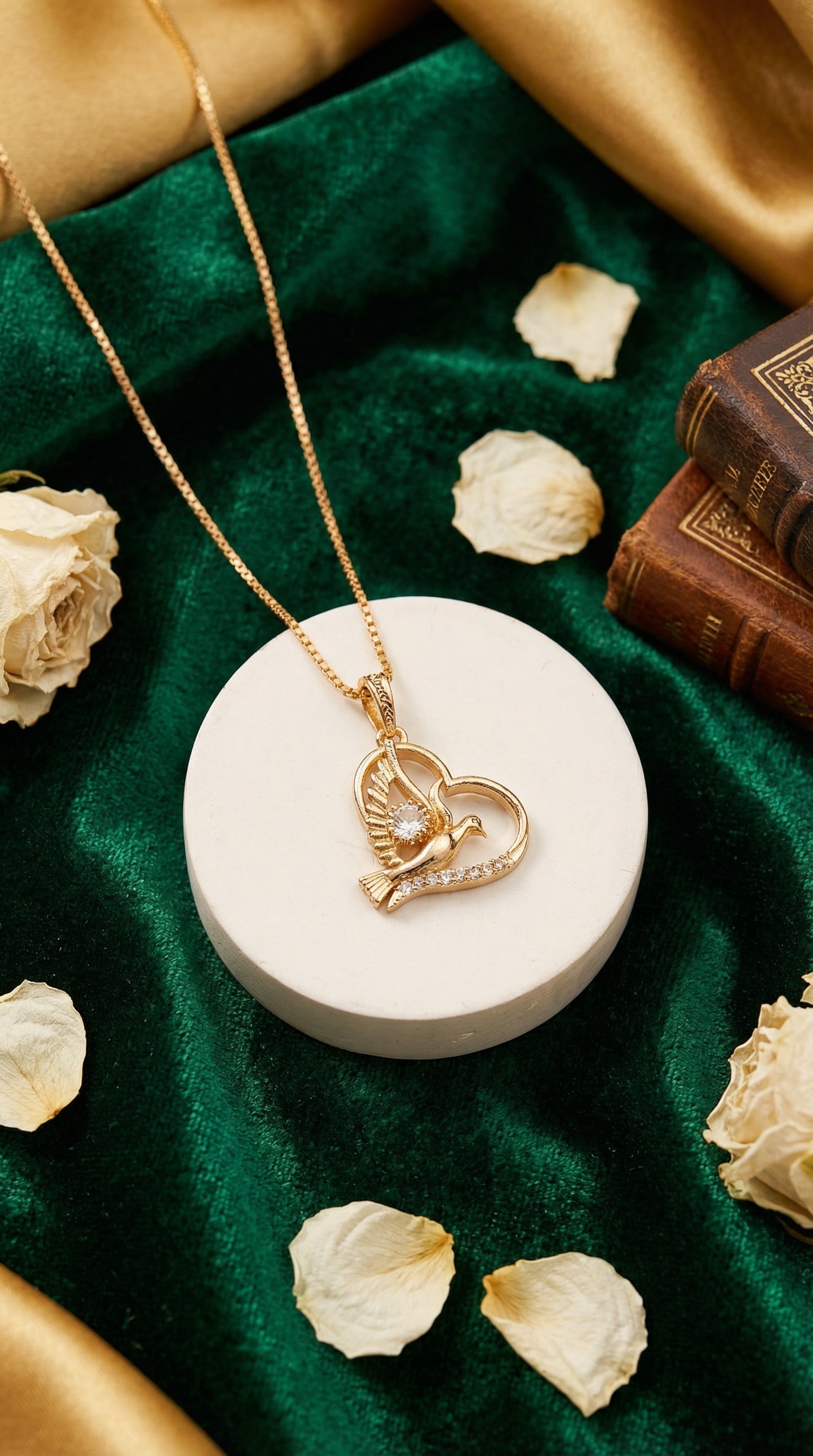 Elegant Sunflower Heart Pendant Necklace