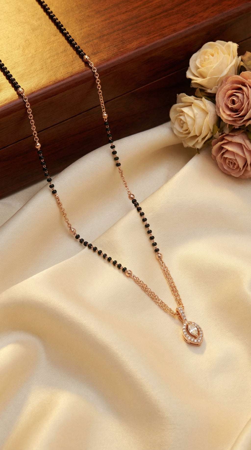 Roselle Halo Drop Mangalsutra