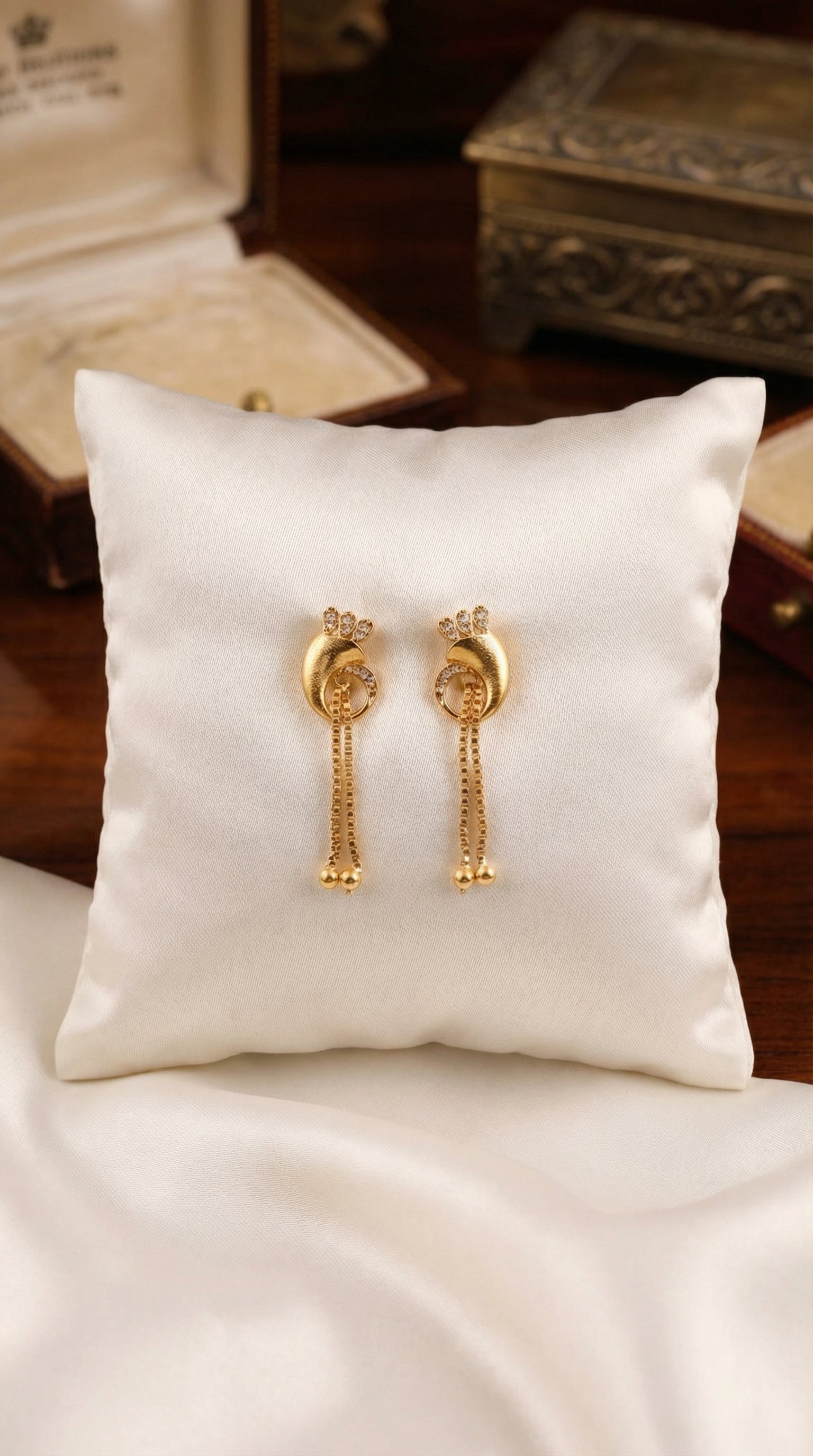Royal Crescent Chain Drop Earrings