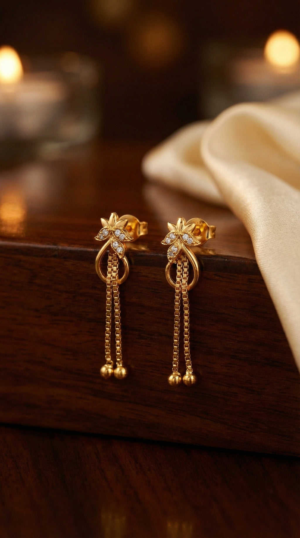 Floral Charm Tassel Drop Earrings