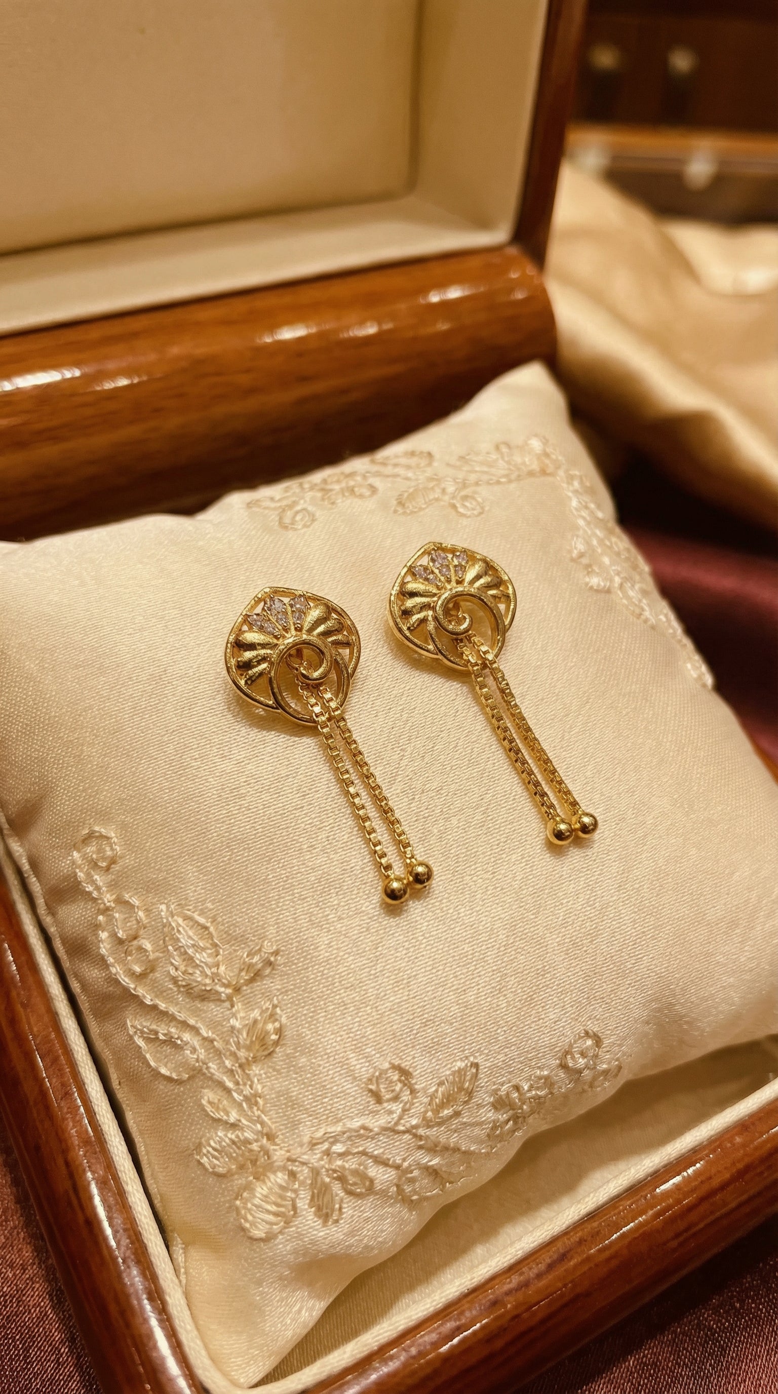 Golden Sunburst Tassel Earrings