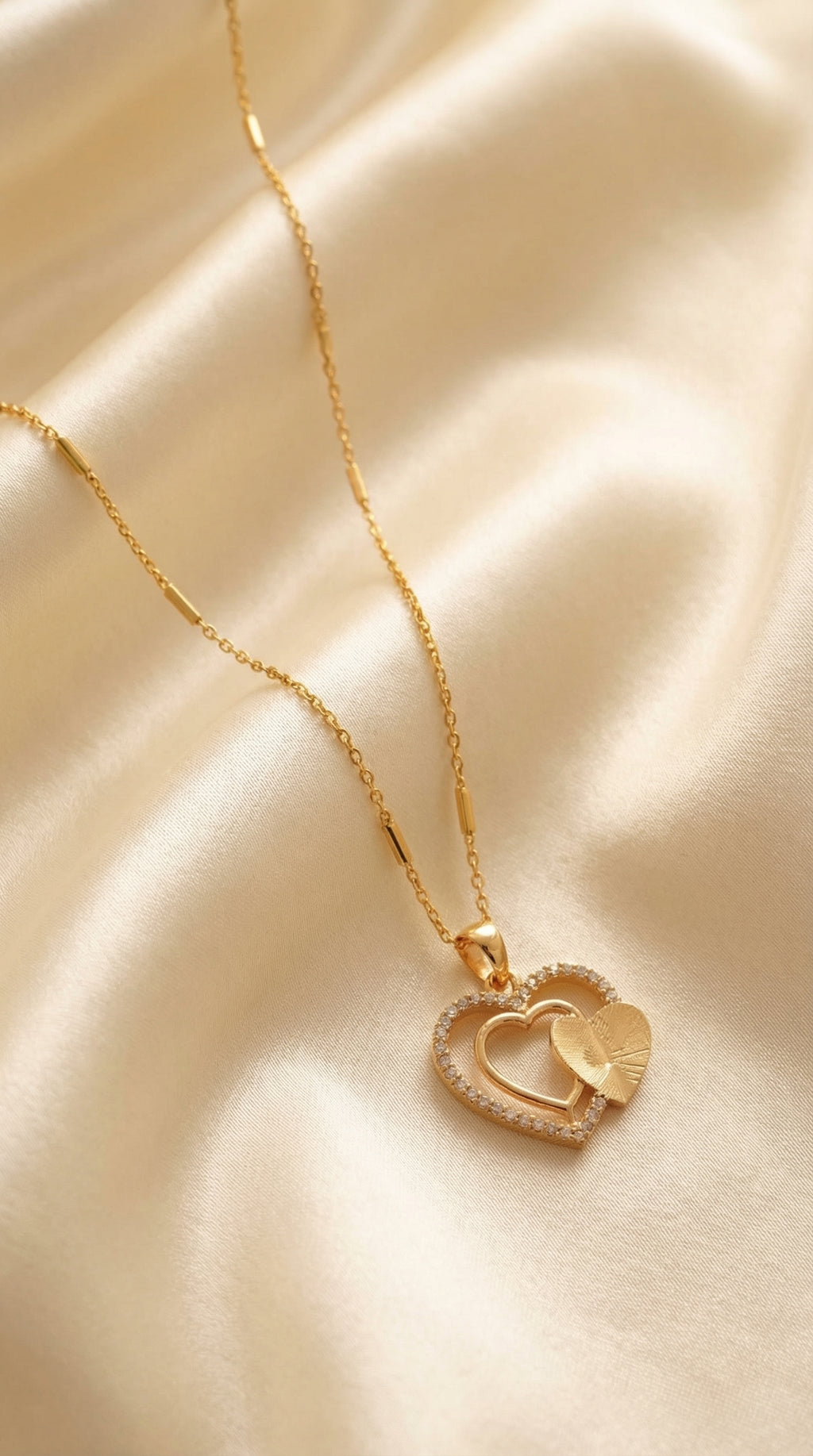 Radiant Double Heart Pendant Necklace