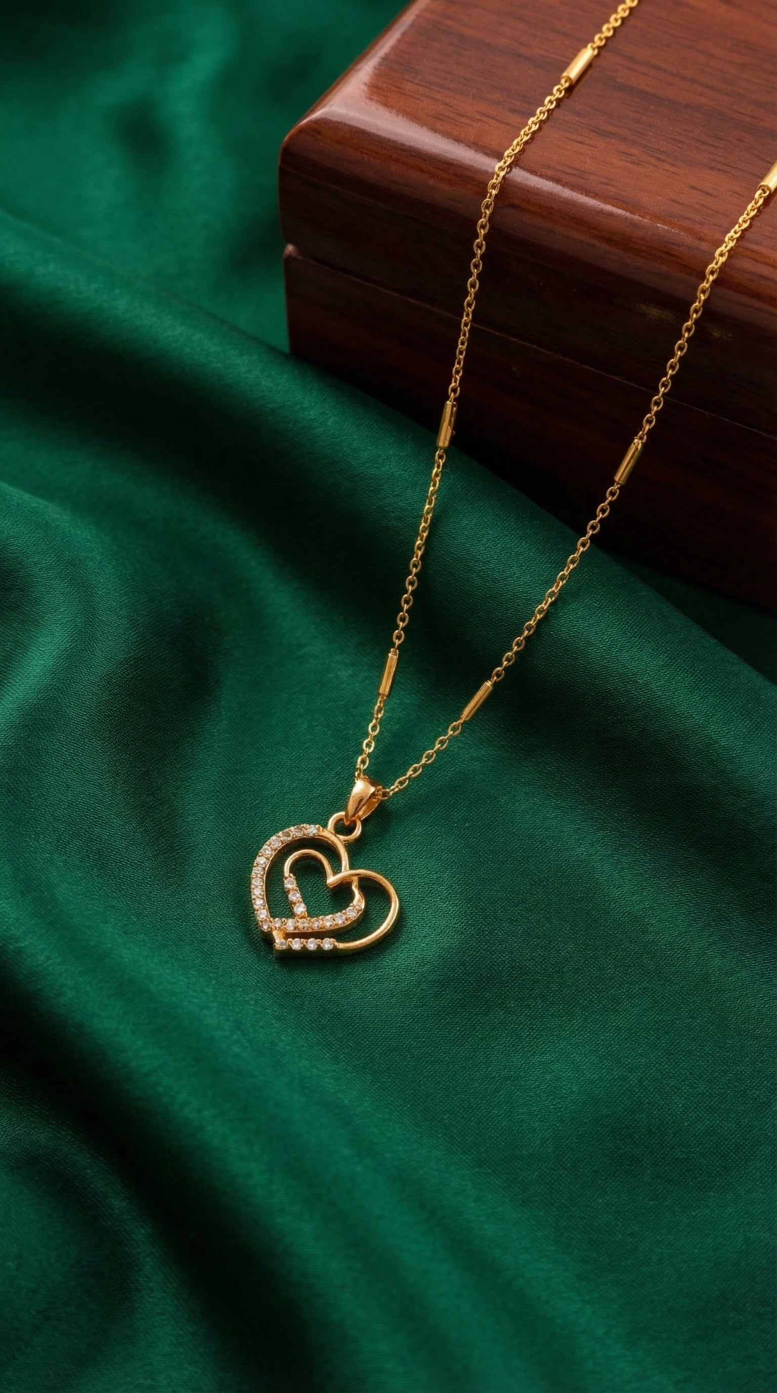 Twin Love Heart Pendant Necklace