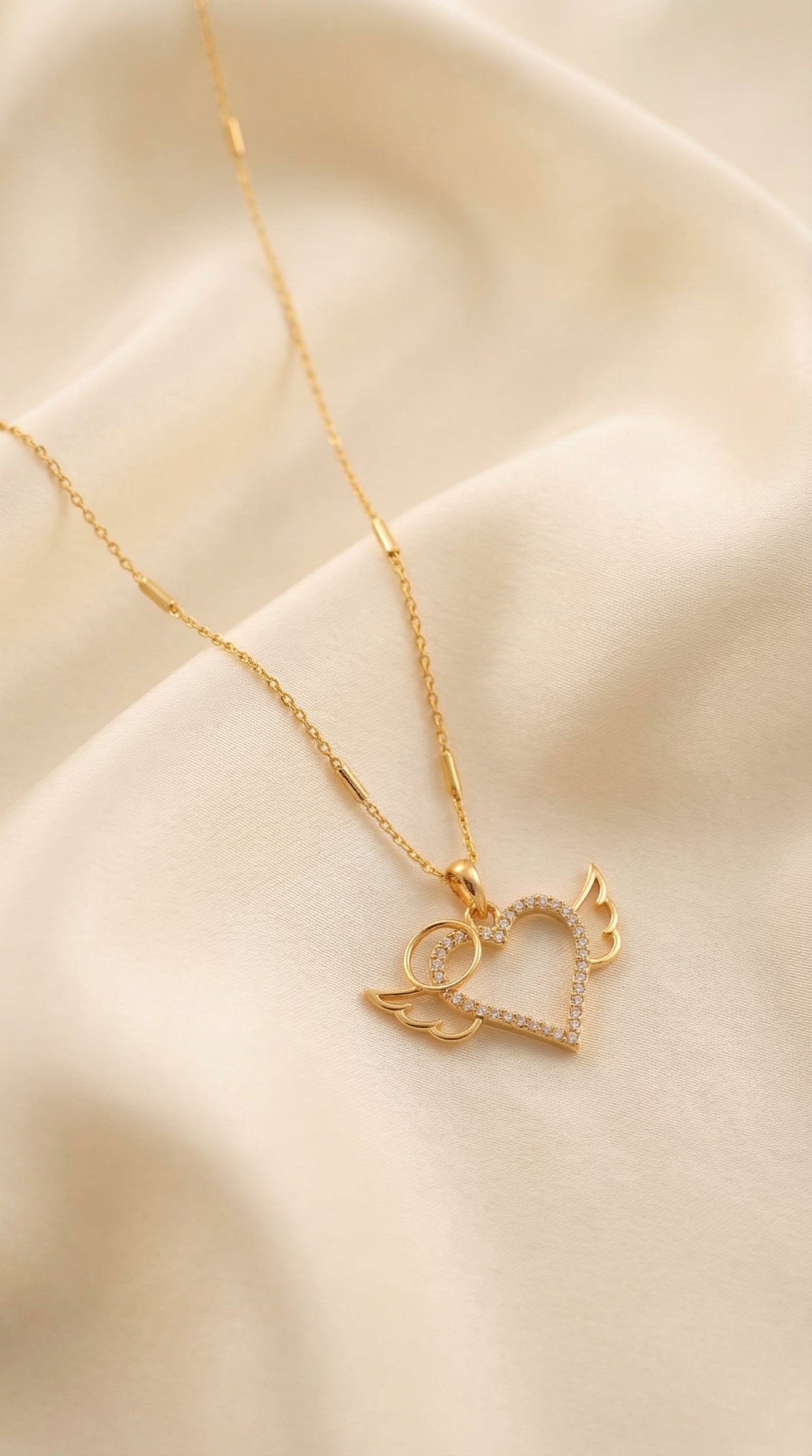 Angel Wings Heart Pendant Necklace