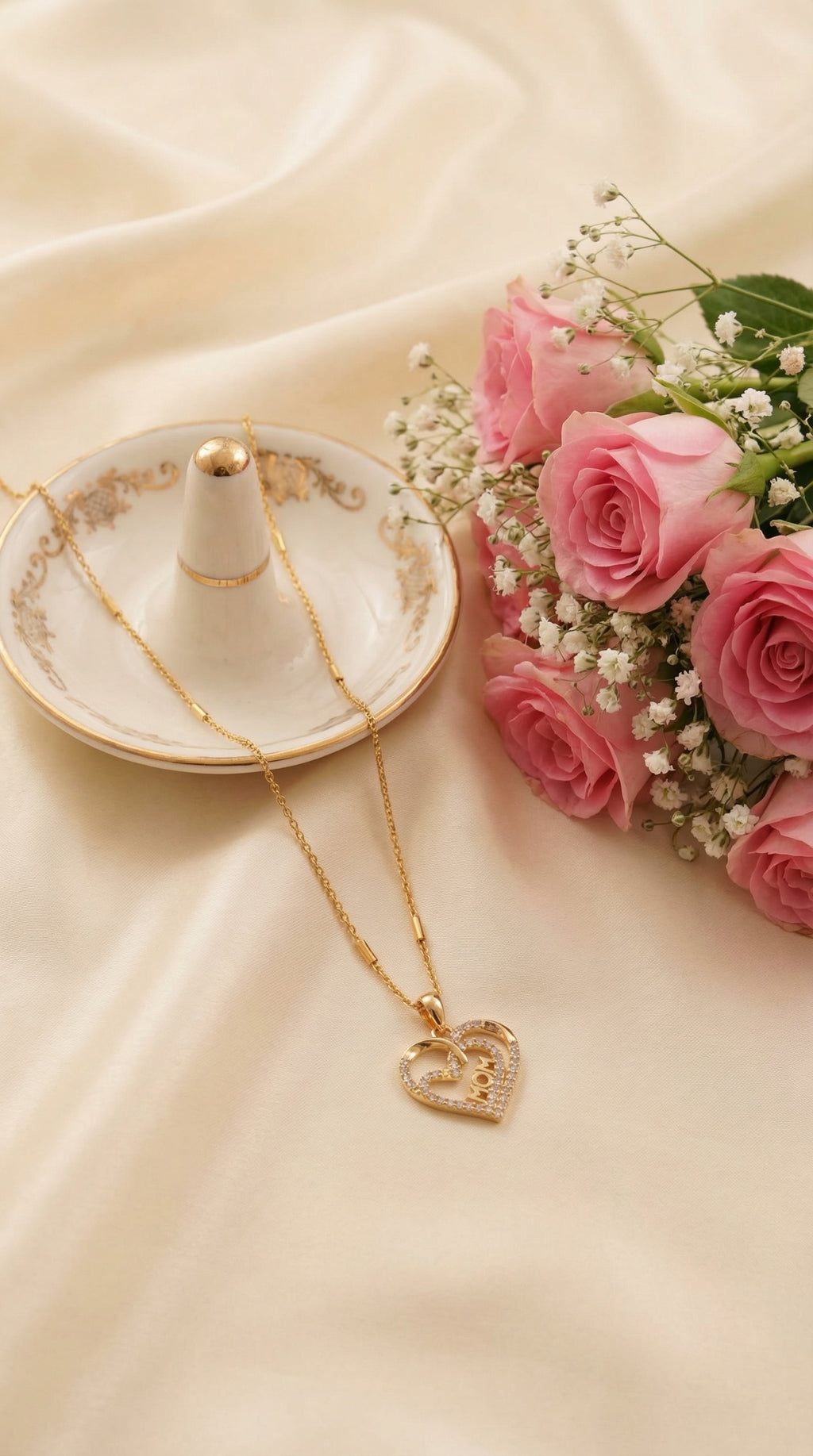 Mom Love Heart Pendant Necklace