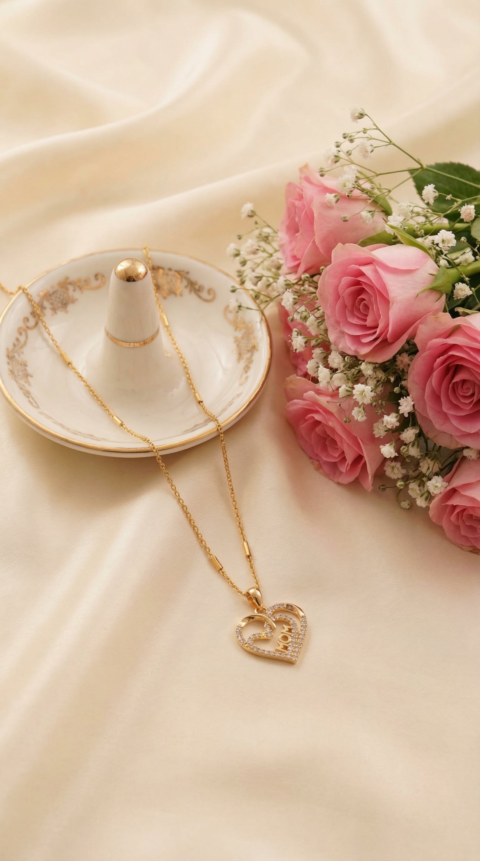 Mom Love Heart Pendant Necklace