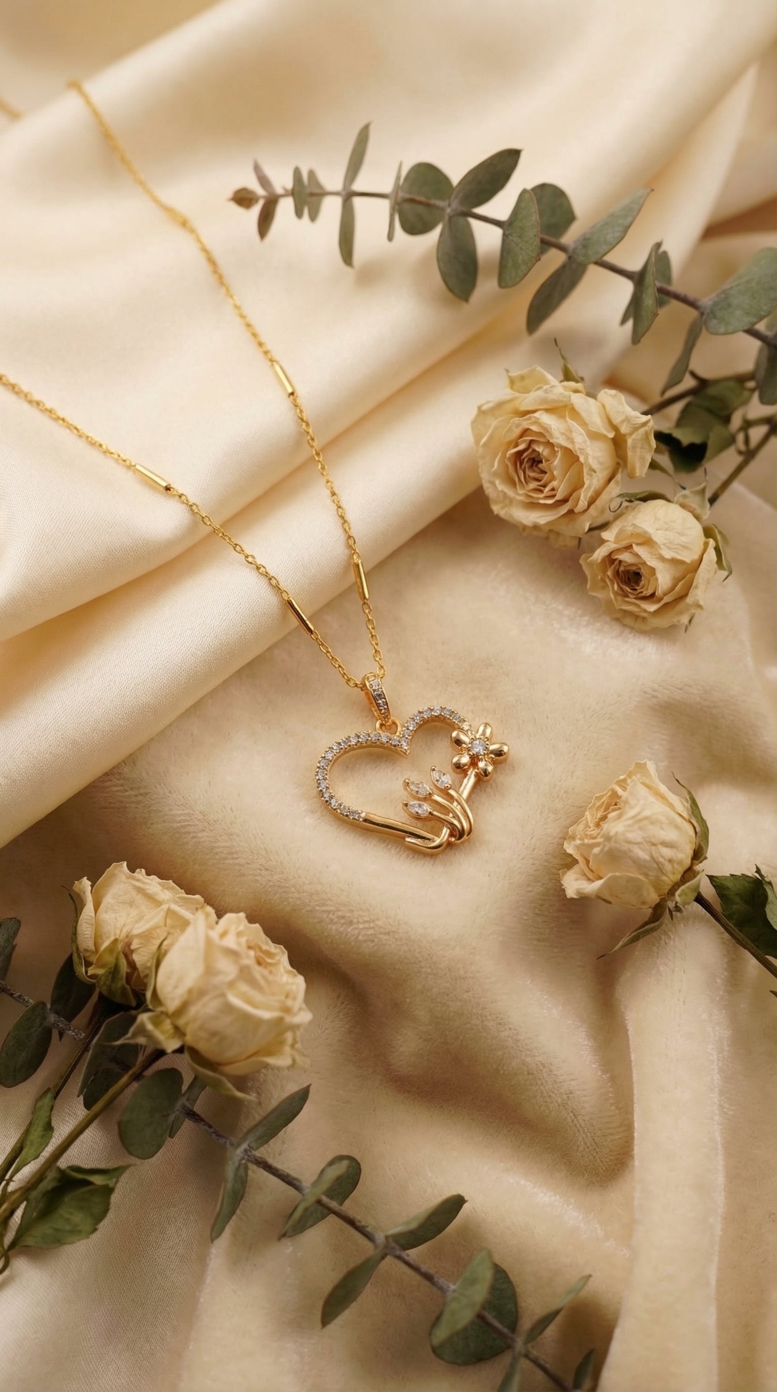 Blooming Heart Floral Pendant Necklace