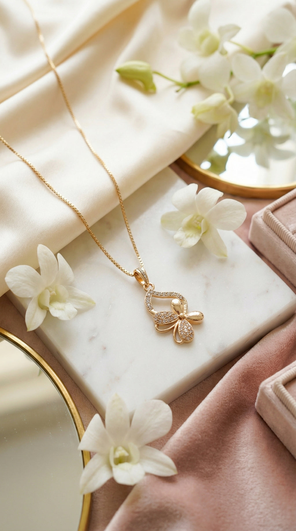 Elegant Butterfly Heart Pendant Necklace