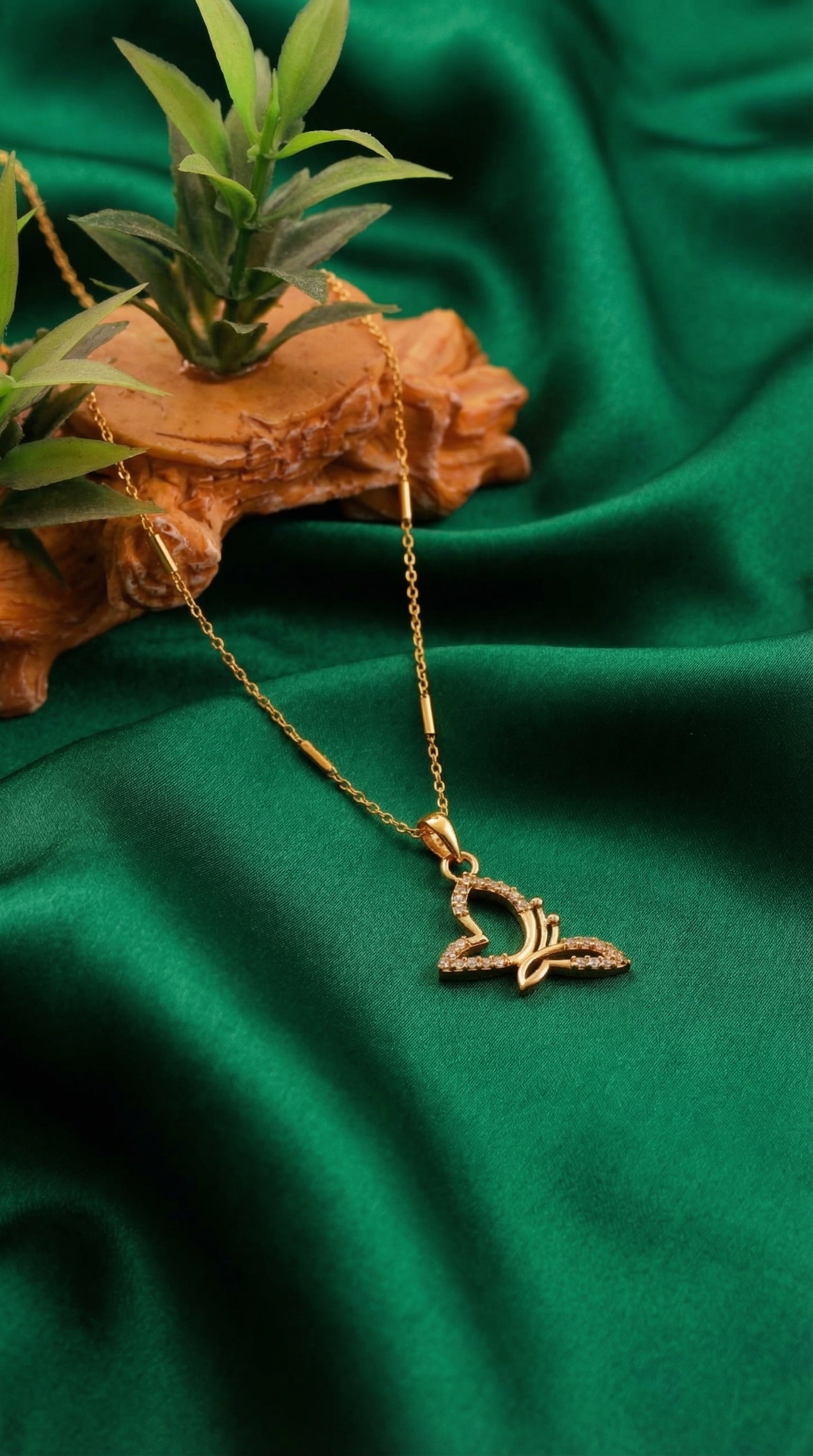 Graceful Butterfly Heart Pendant Necklace