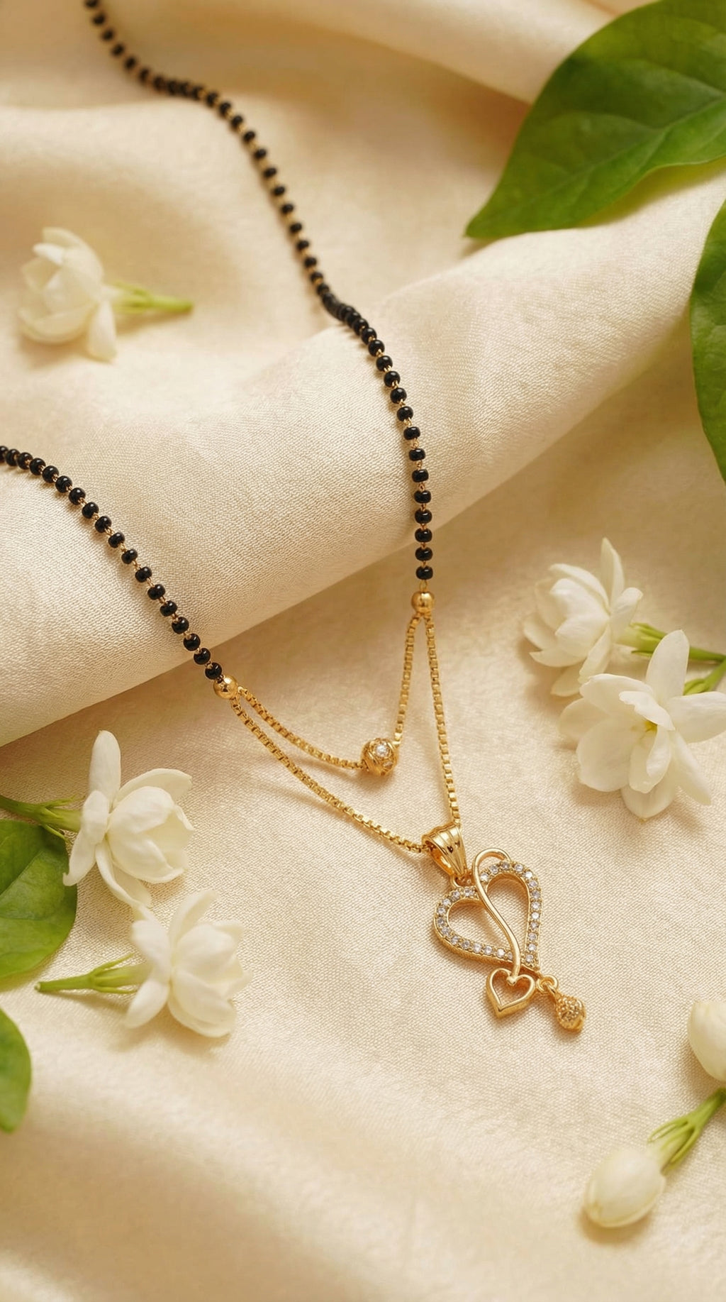 Elegant Double Heart Drop Mangalsutra