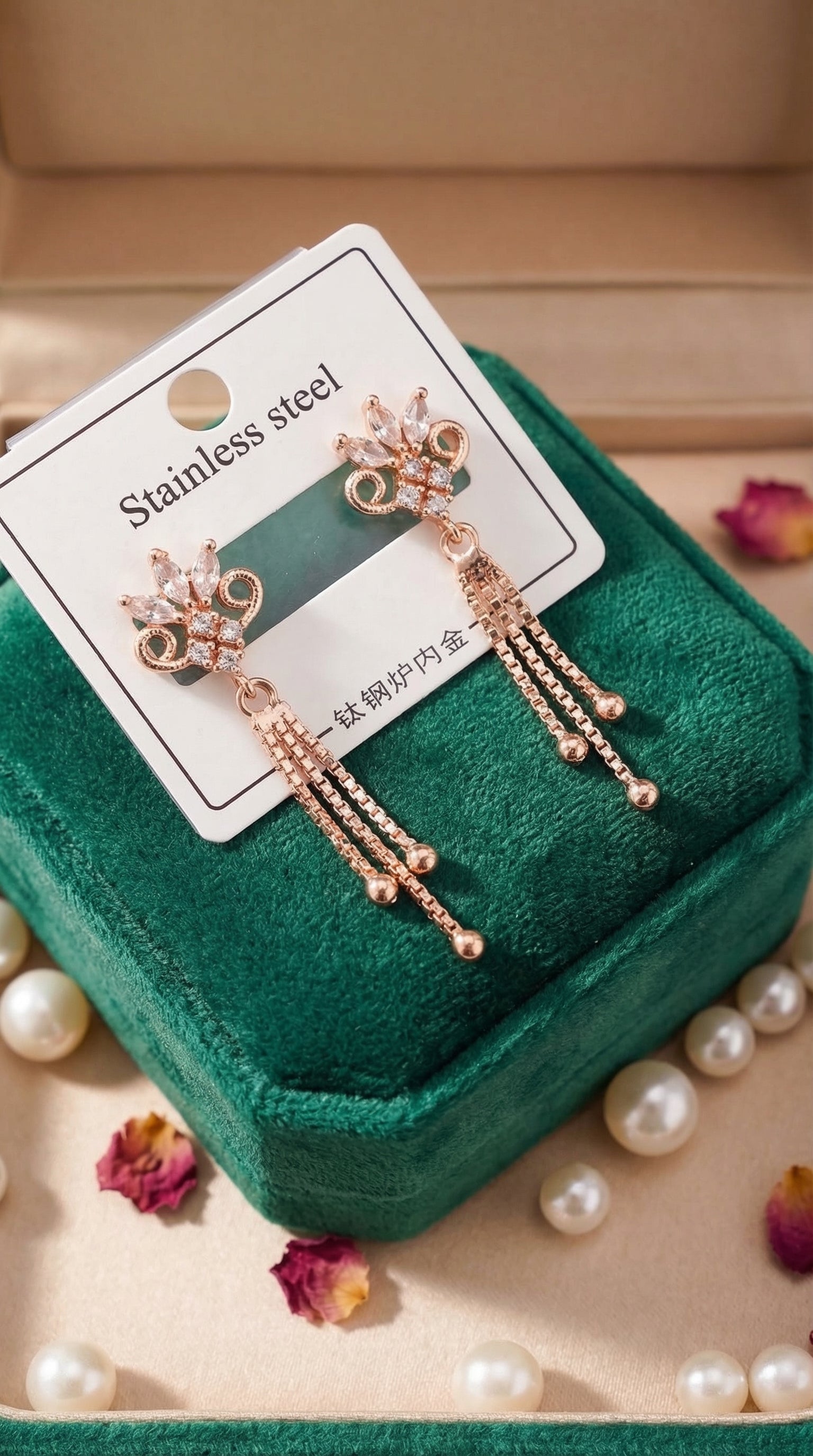 Royal Crystal Crown Tassel Earrings