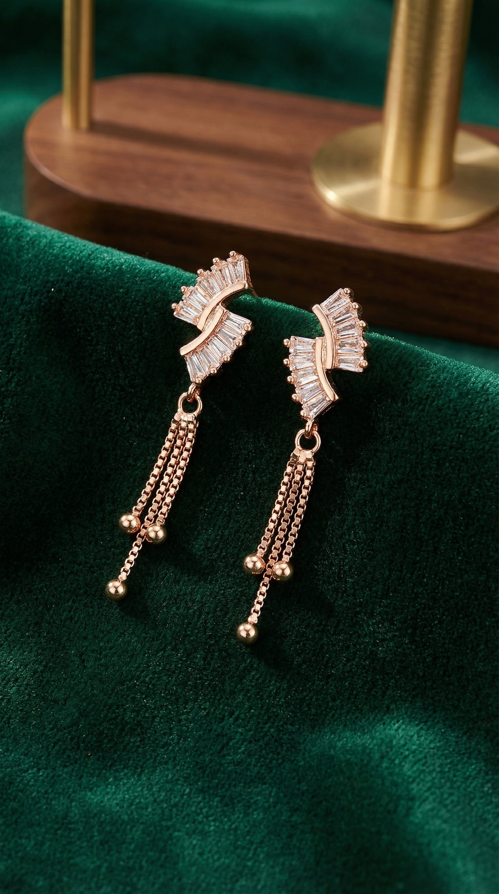Elegant Crystal Fan Tassel Earrings