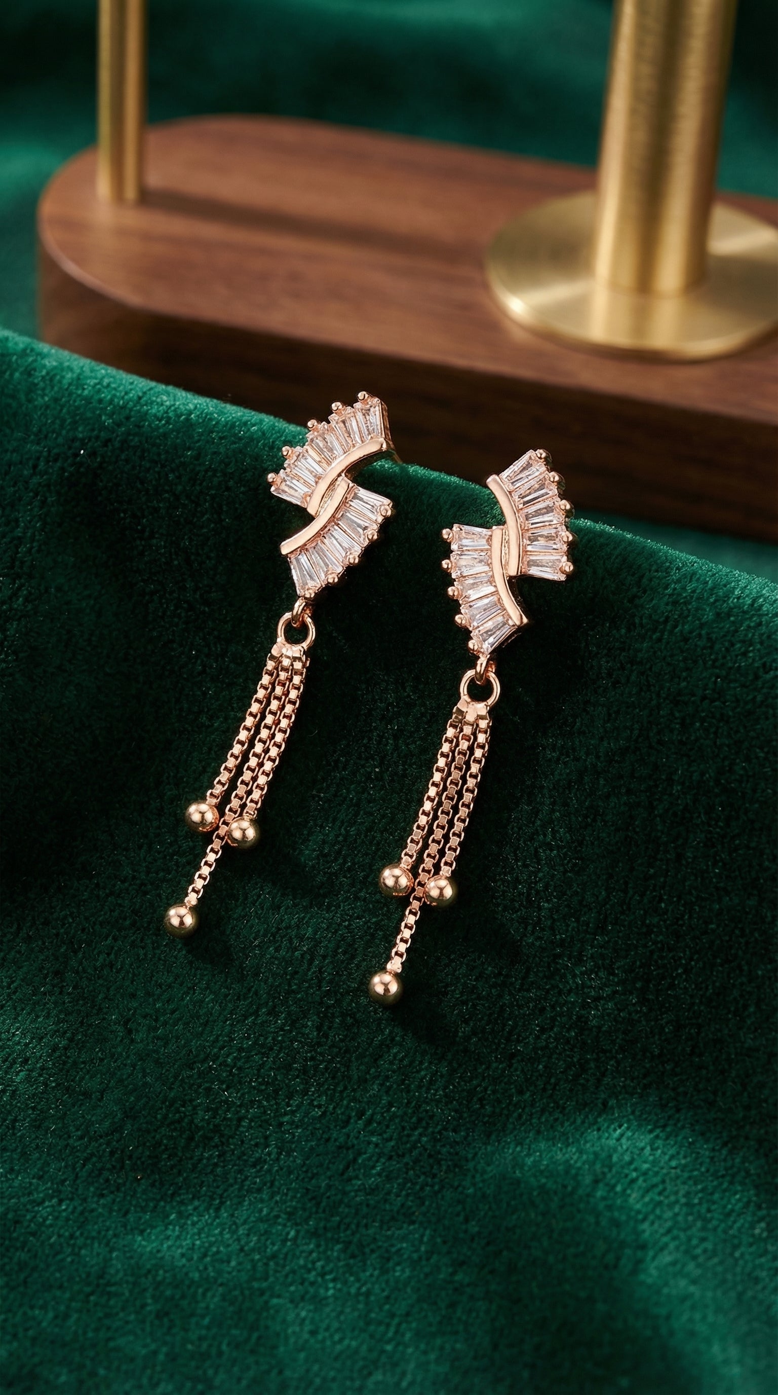 Elegant Crystal Fan Tassel Earrings