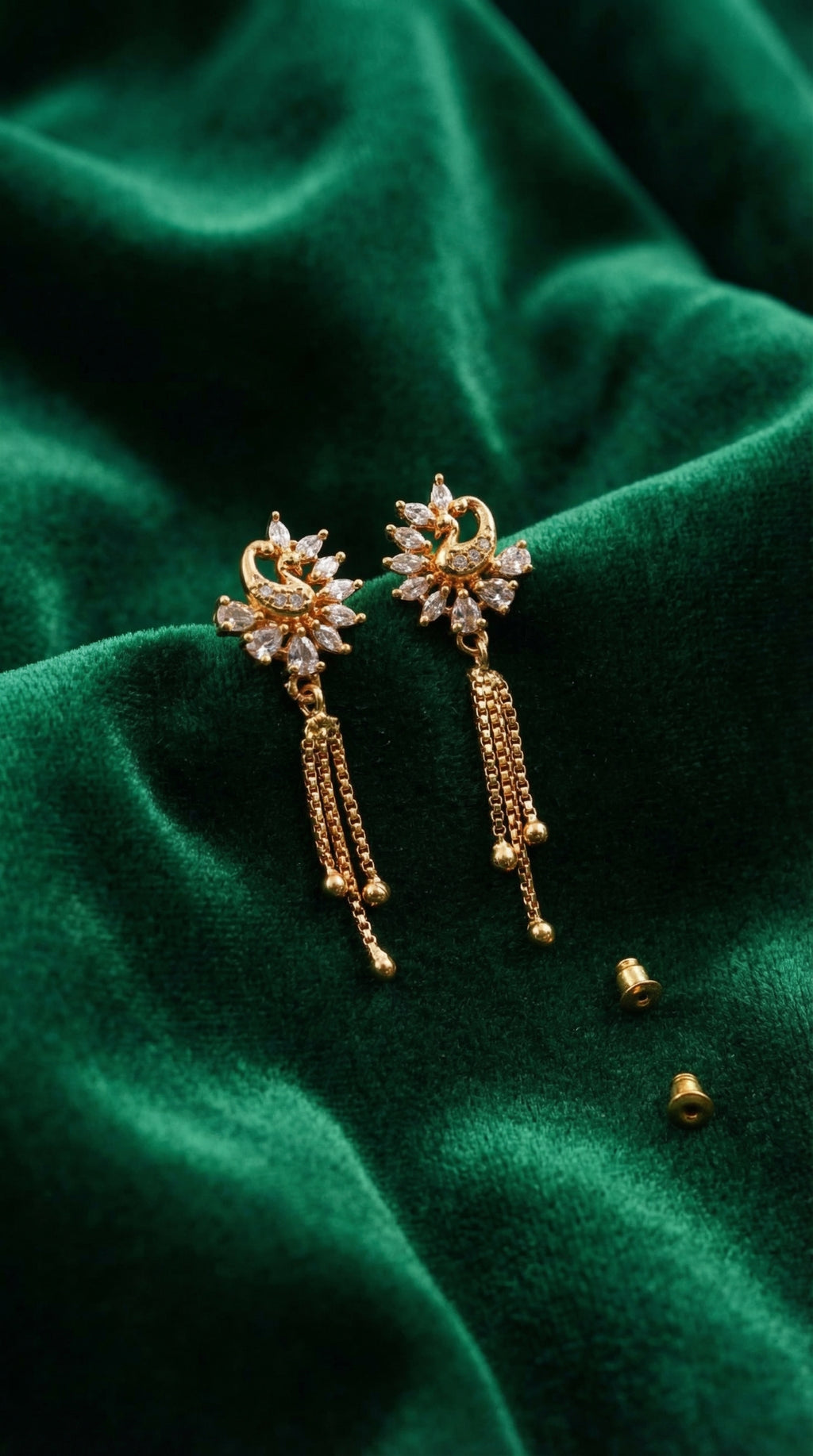 Elegant Peacock Floral Tassel Earrings