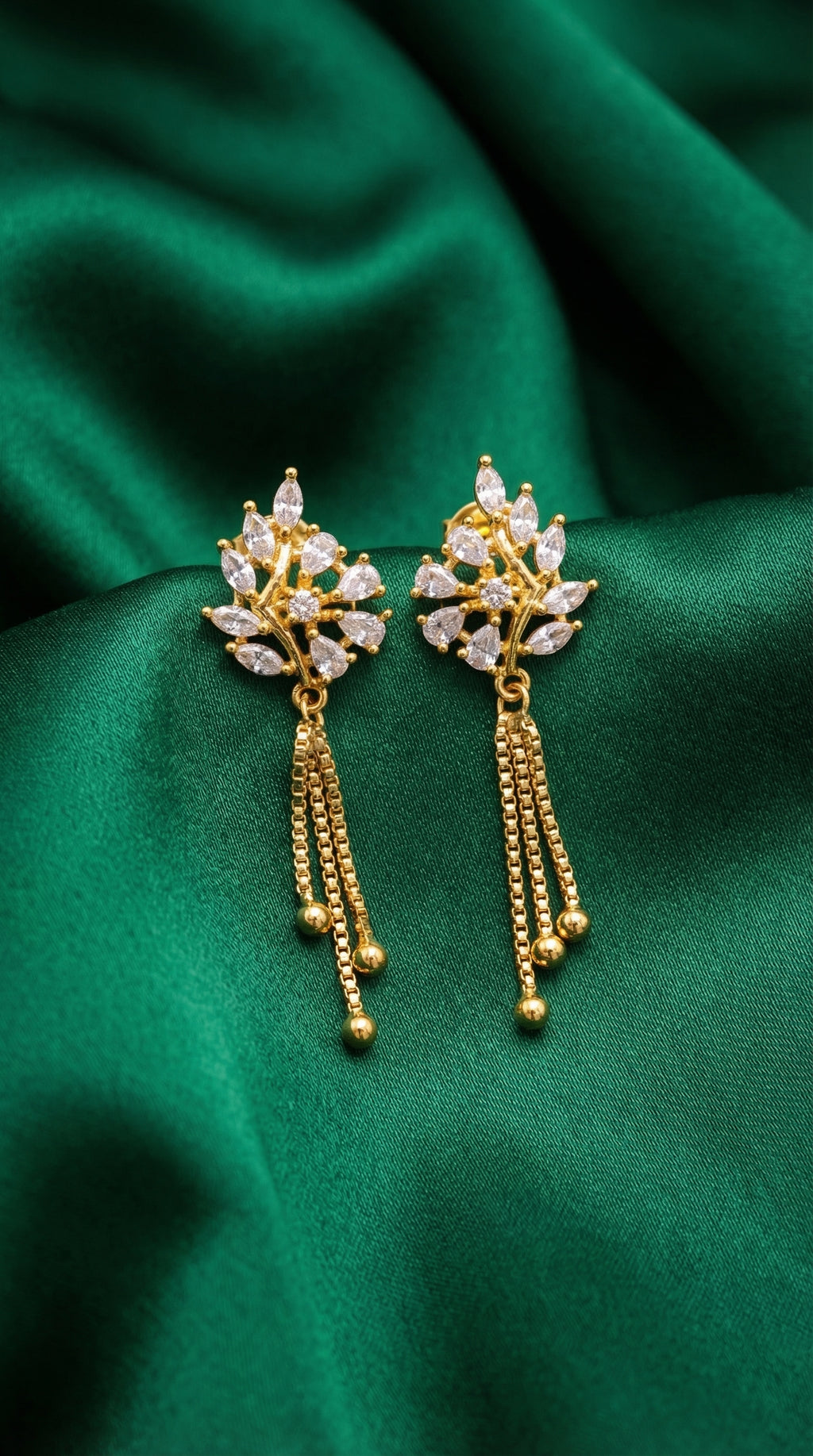 Luxury Crystal Leaf Tassel Drop Earrings