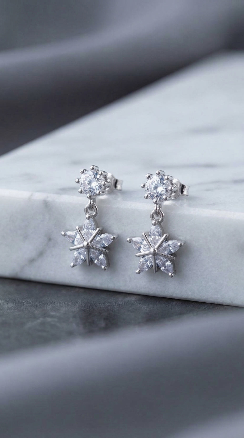 Elegant Star Floral Drop Earrings