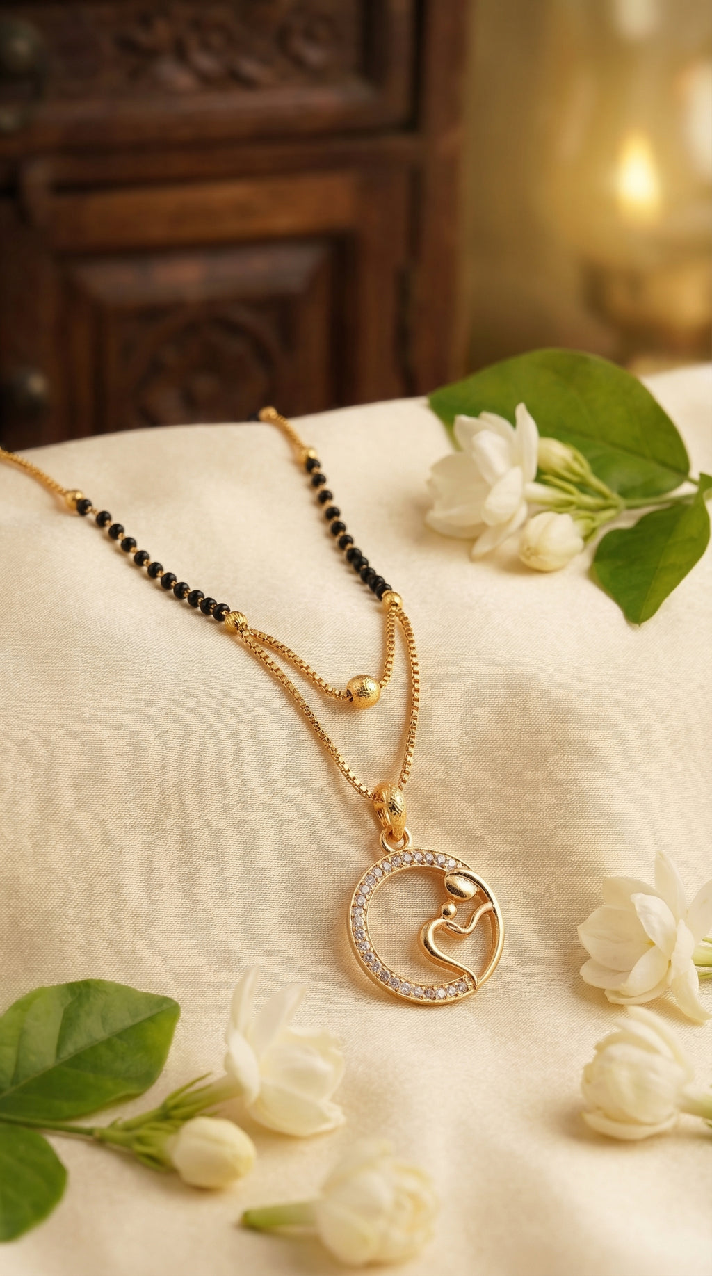 Elegant Mother & Child Mangalsutra Pendant