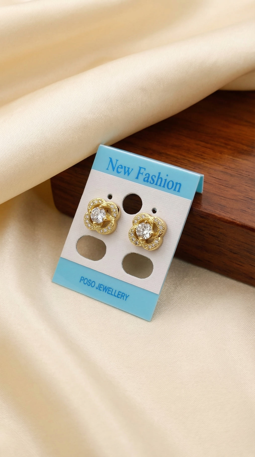 Golden Bloom Crystal Stud Earrings