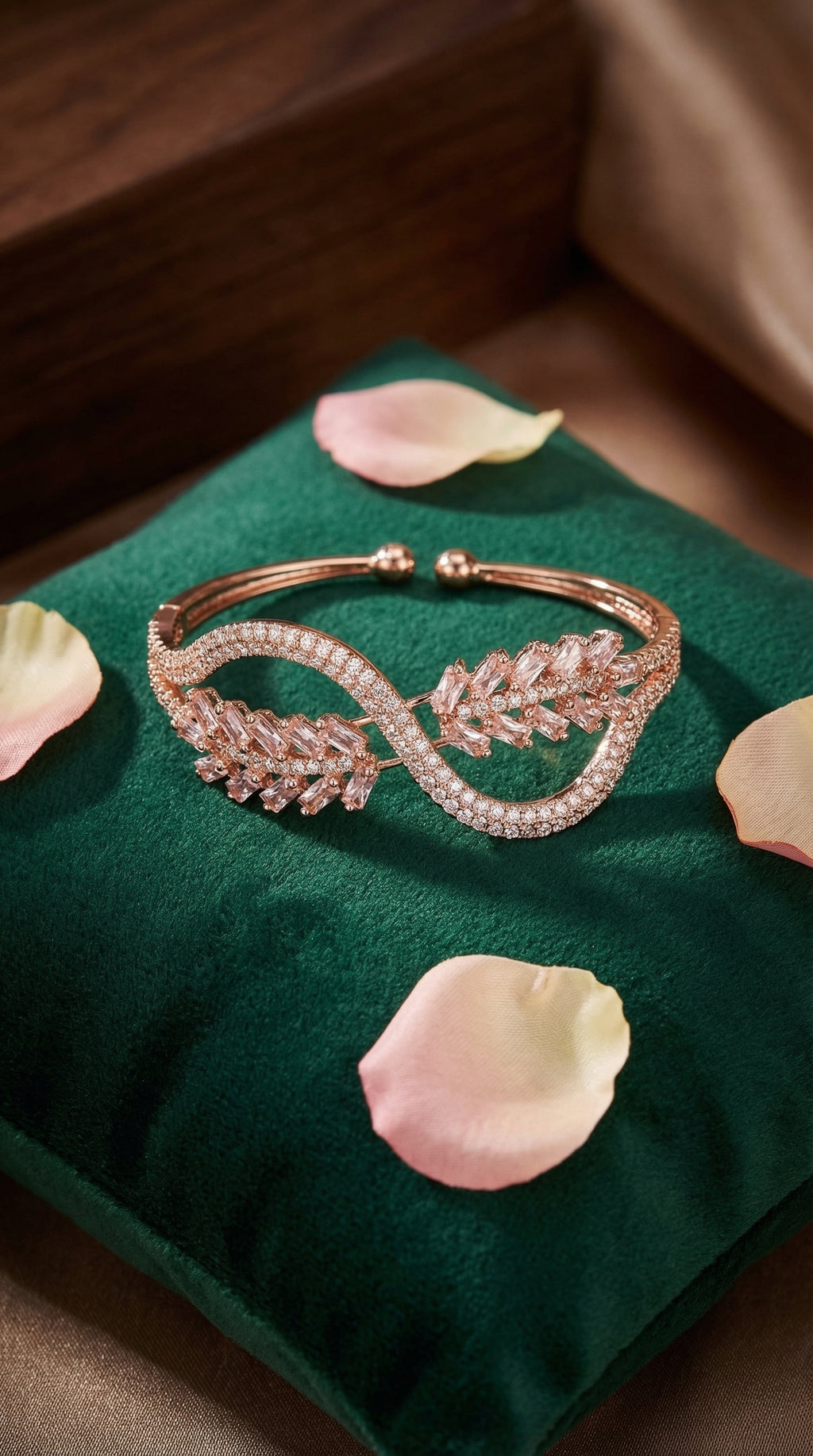 Rose Gold Crystal Infinity Cuff Bracelet