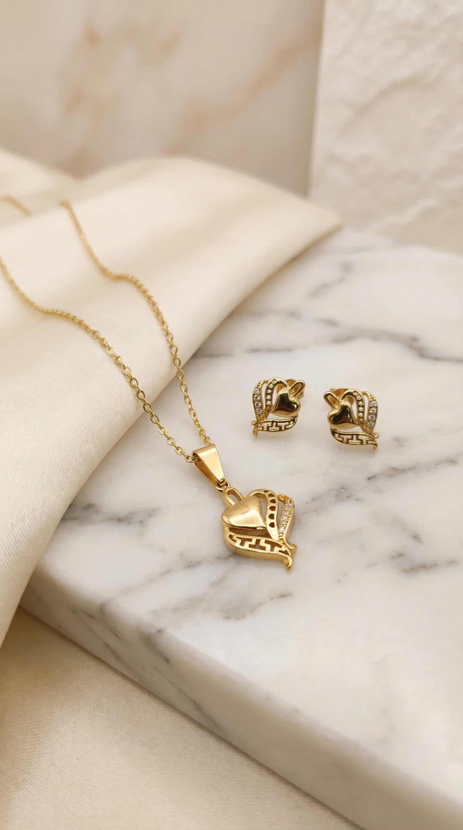 Elegant Heart Crystal Jewelry Set