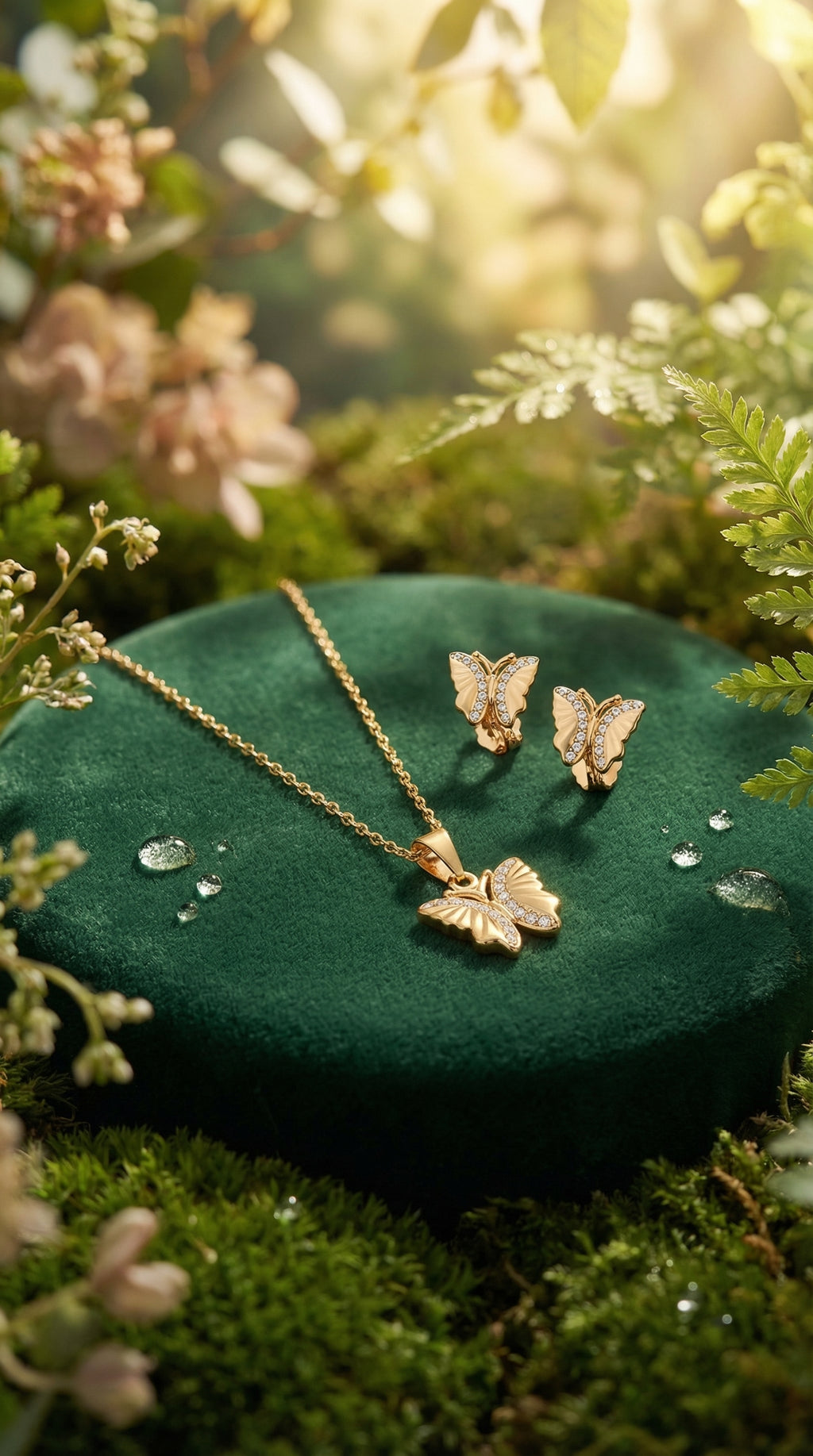 Golden Butterfly Crystal Jewelry Set