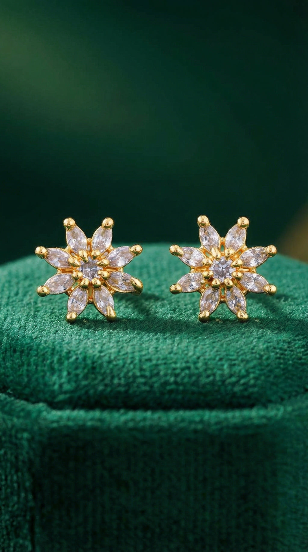 Crystal Bloom Floral Stud Earrings