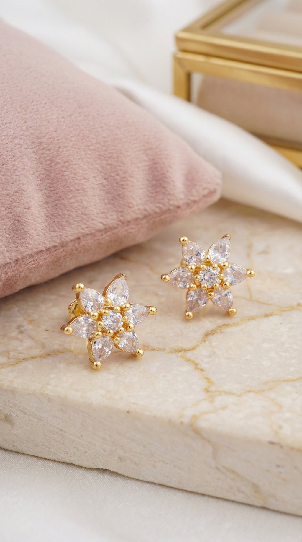 Radiant Daisy Crystal Stud Earrings
