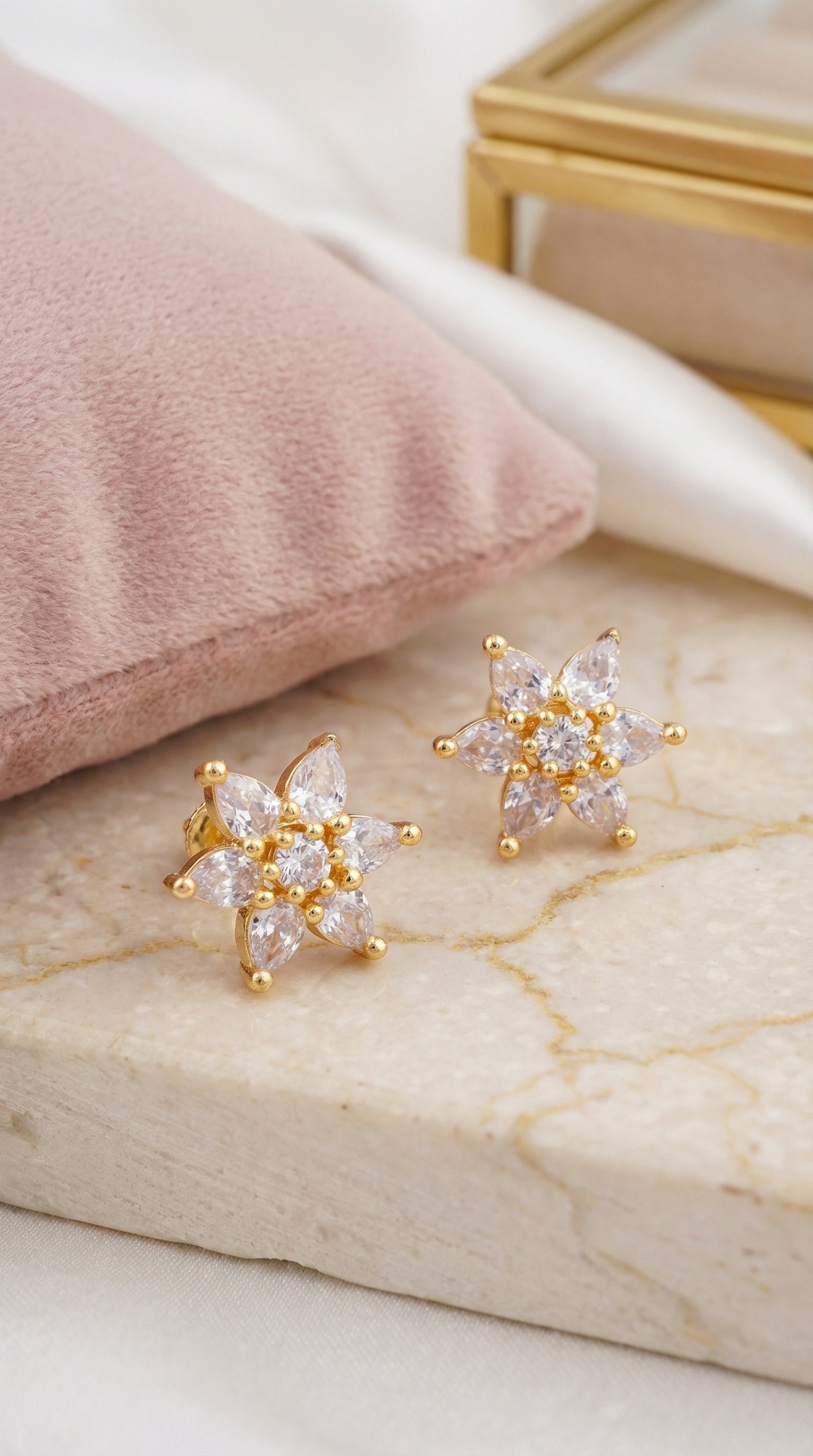 Radiant Daisy Crystal Stud Earrings