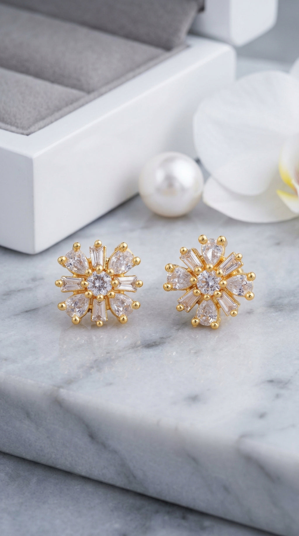 Celestial Bloom Crystal Stud Earrings