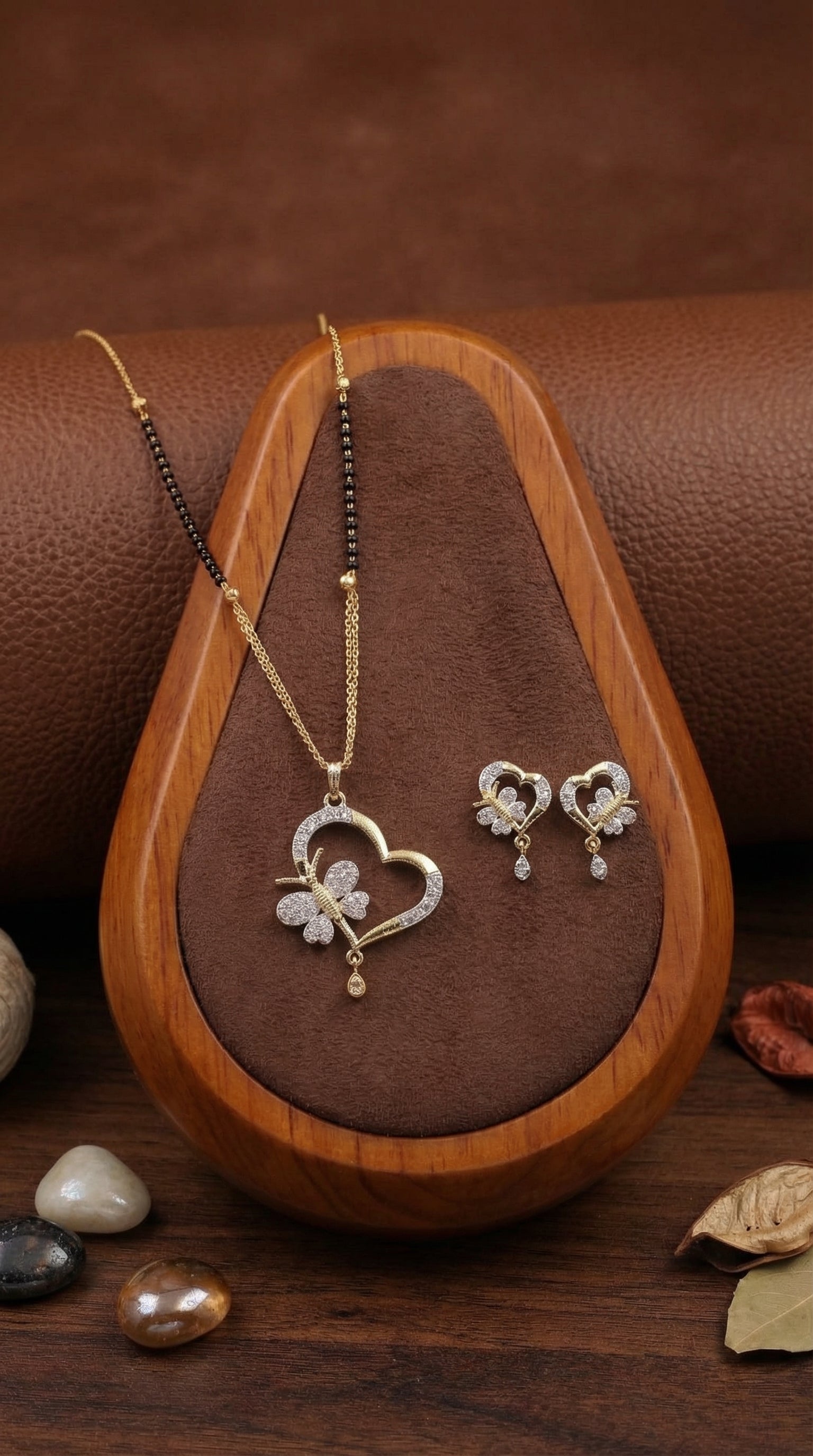 Elegant Heart Floral Mangalsutra Set