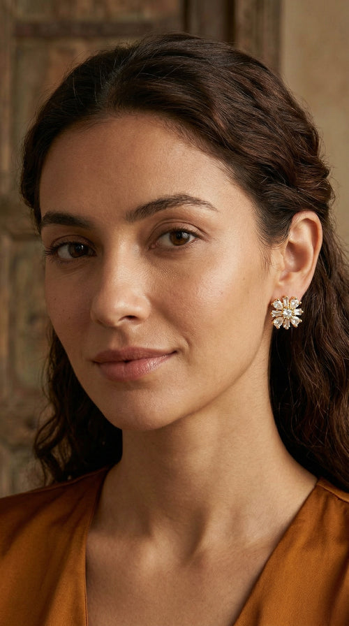 Celestial Bloom Crystal Stud Earrings