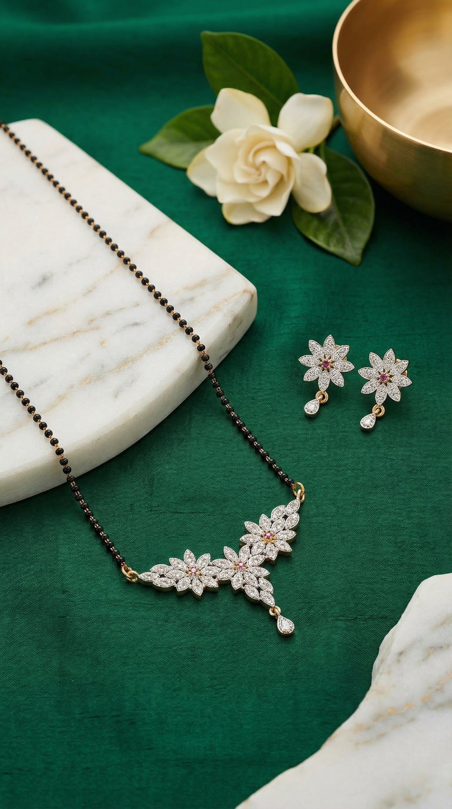 Royal Blossom Mangalsutra & Earrings Set