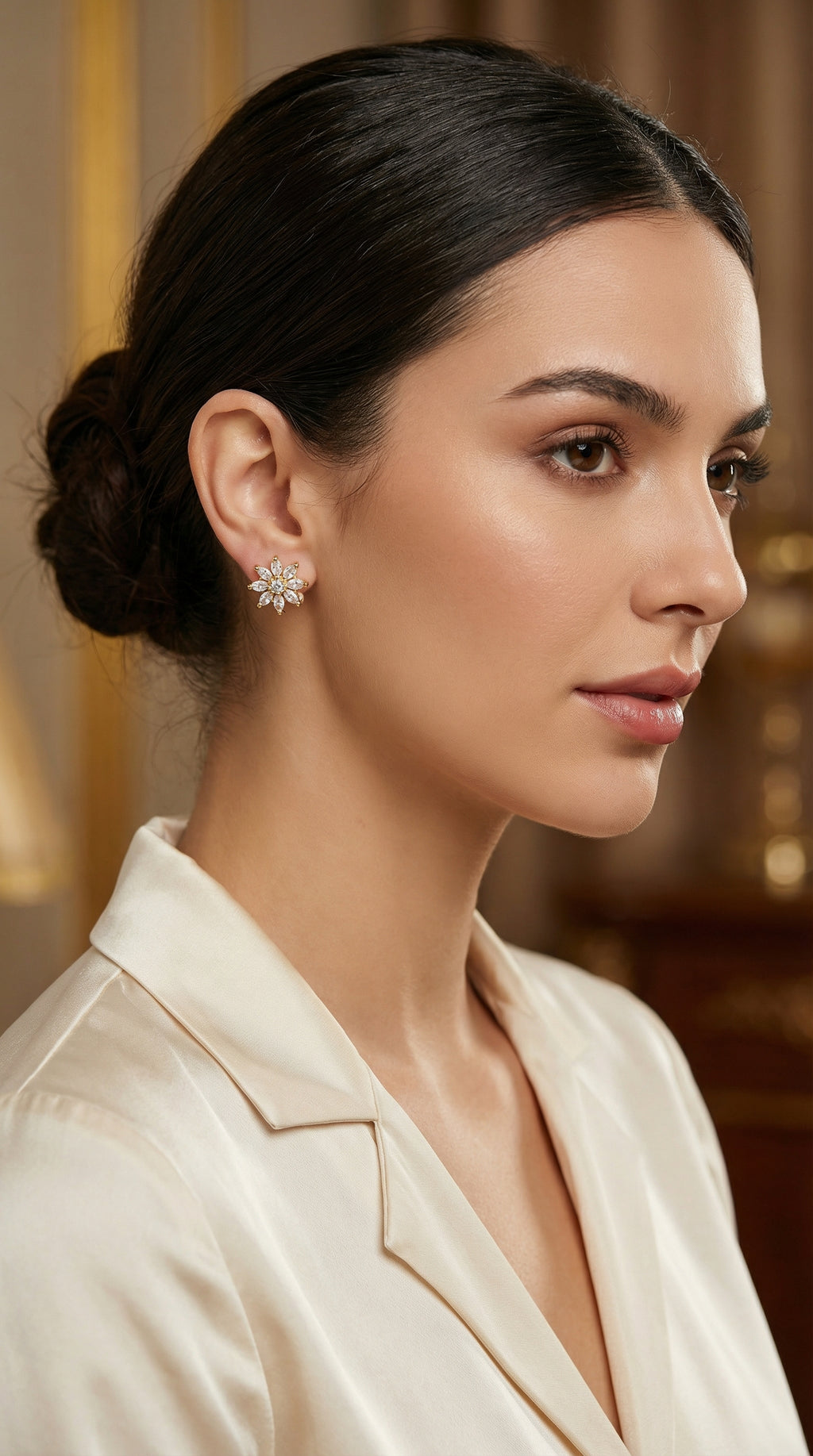 Crystal Bloom Floral Stud Earrings
